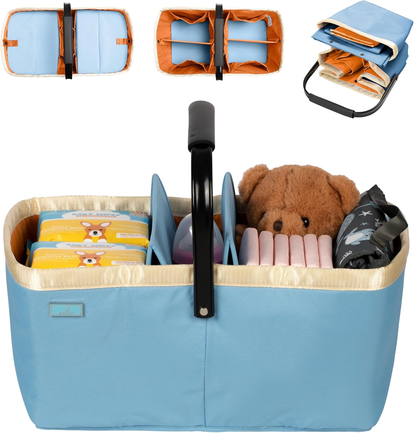 BabbleRoo Diaper Caddy - 23L Blue Organizing Basket