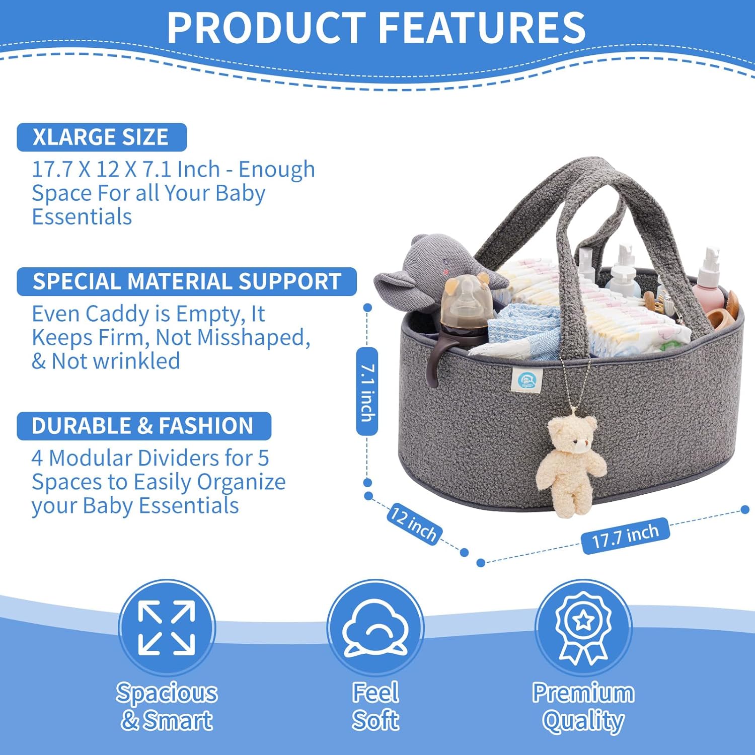 CCYLTL Plush Diaper Caddy Organizer - X Large