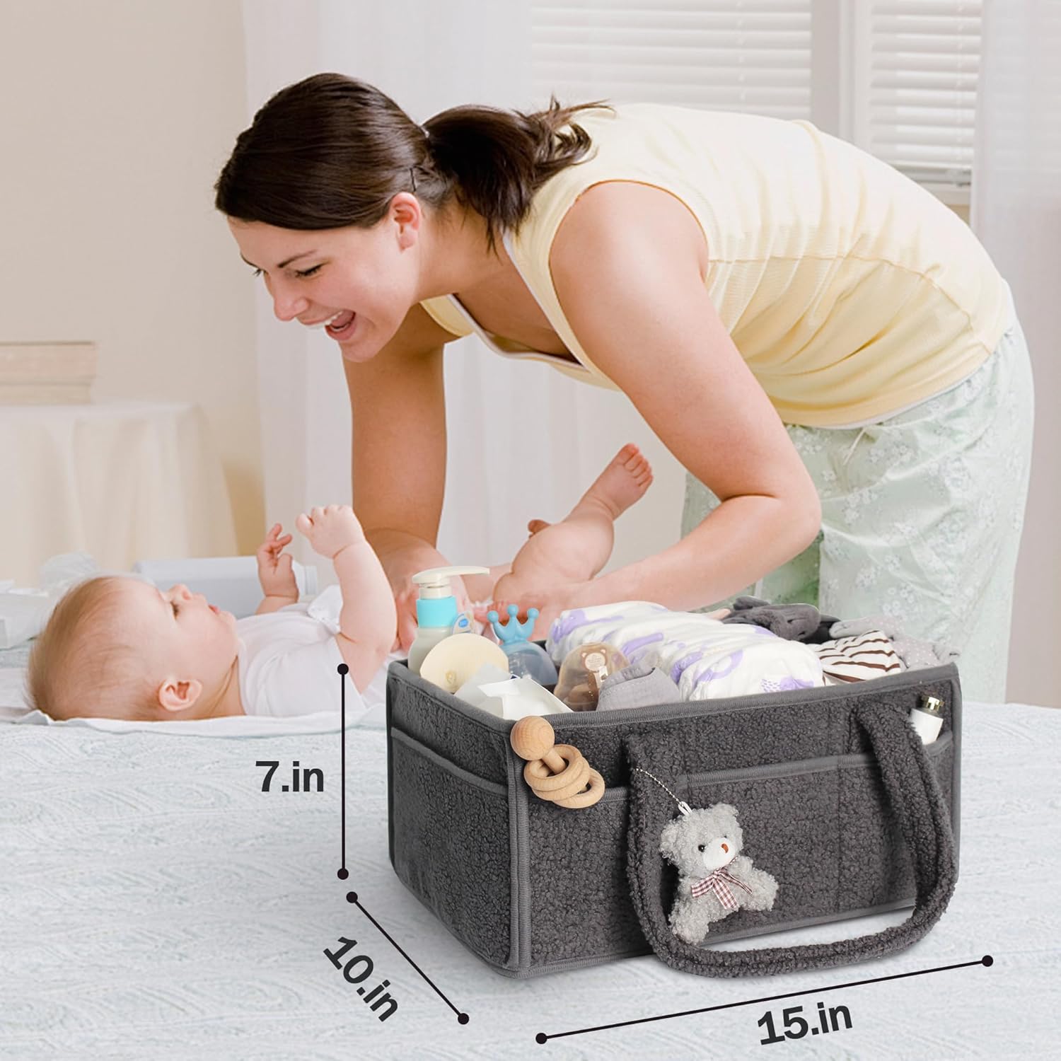 HONCESTA Diaper Caddy Organizer with Handle