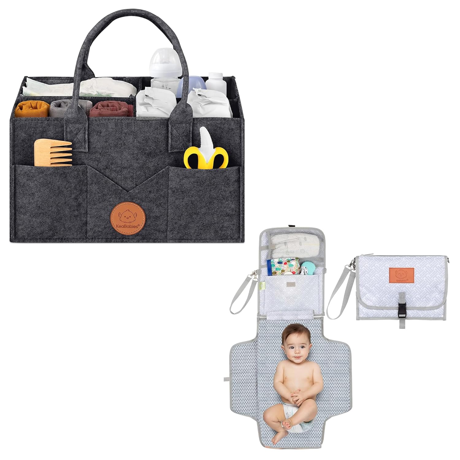 KeaBabies Large Portable Diaper Caddy Organizer