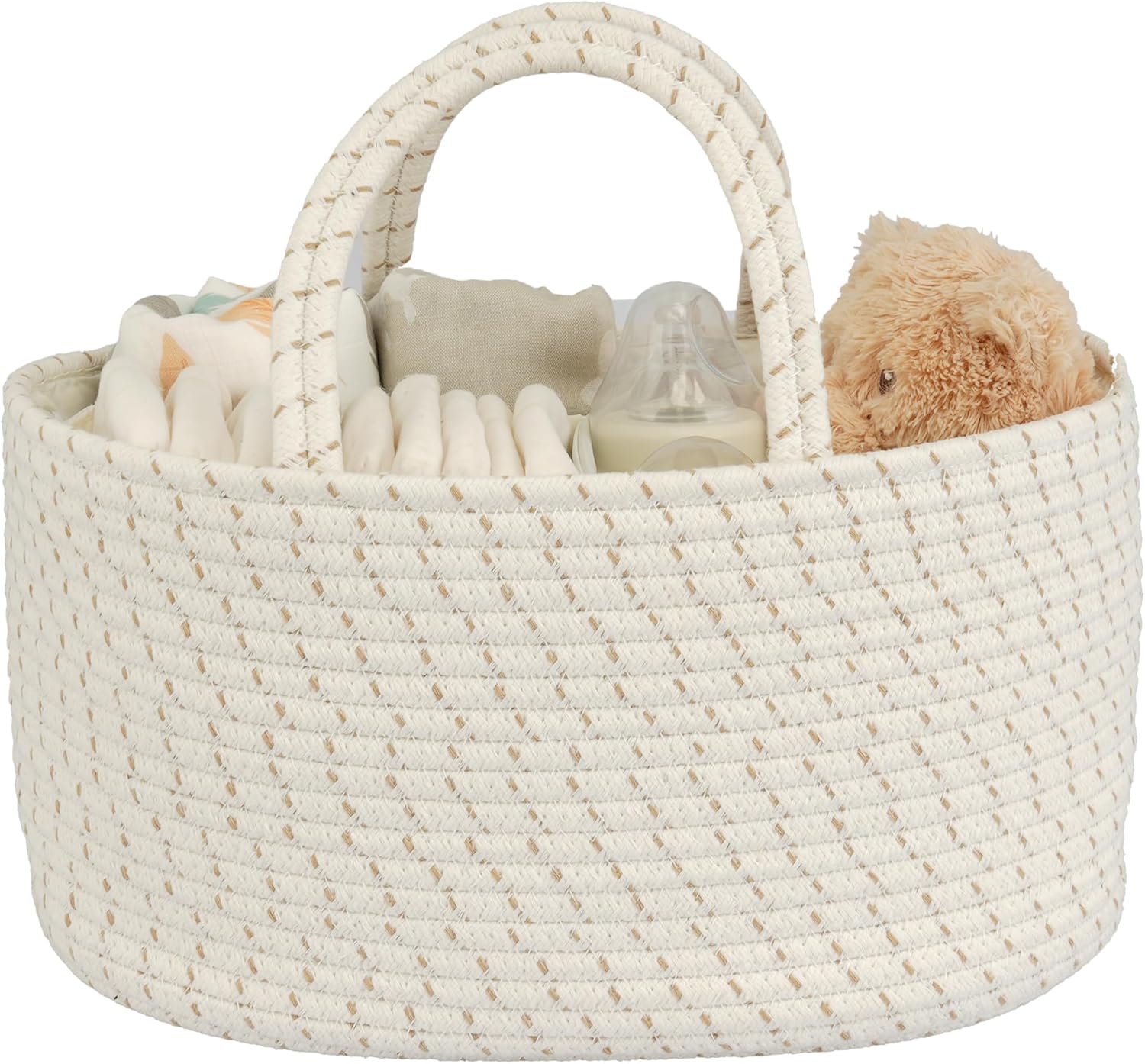 JUNBOLE Diaper Caddy Organizer Cotton Rope Portable Tote Bag
