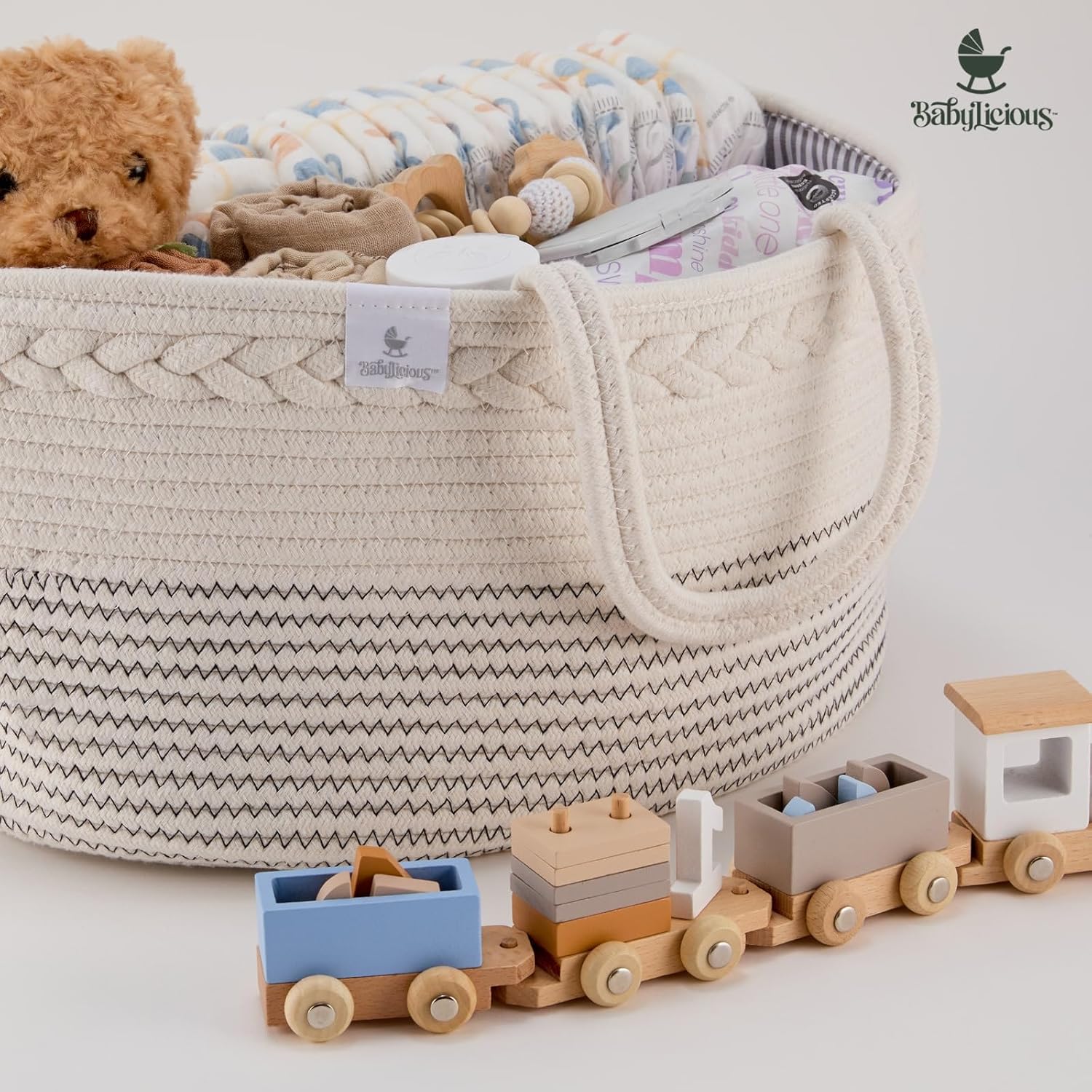 Babylicious Diaper Caddy Organizer with Cotton Rope - Large Newborn Storage