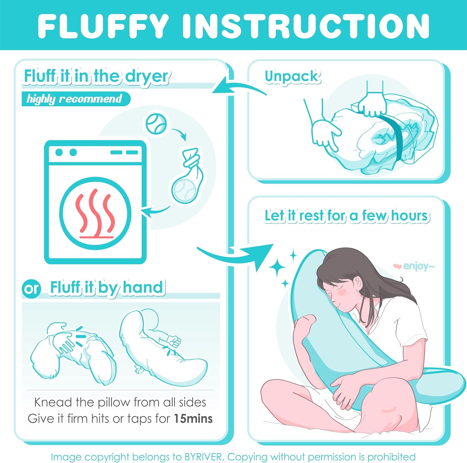 BYRIVER C Shaped Pregnancy Pillow with Cool Cotton Cover