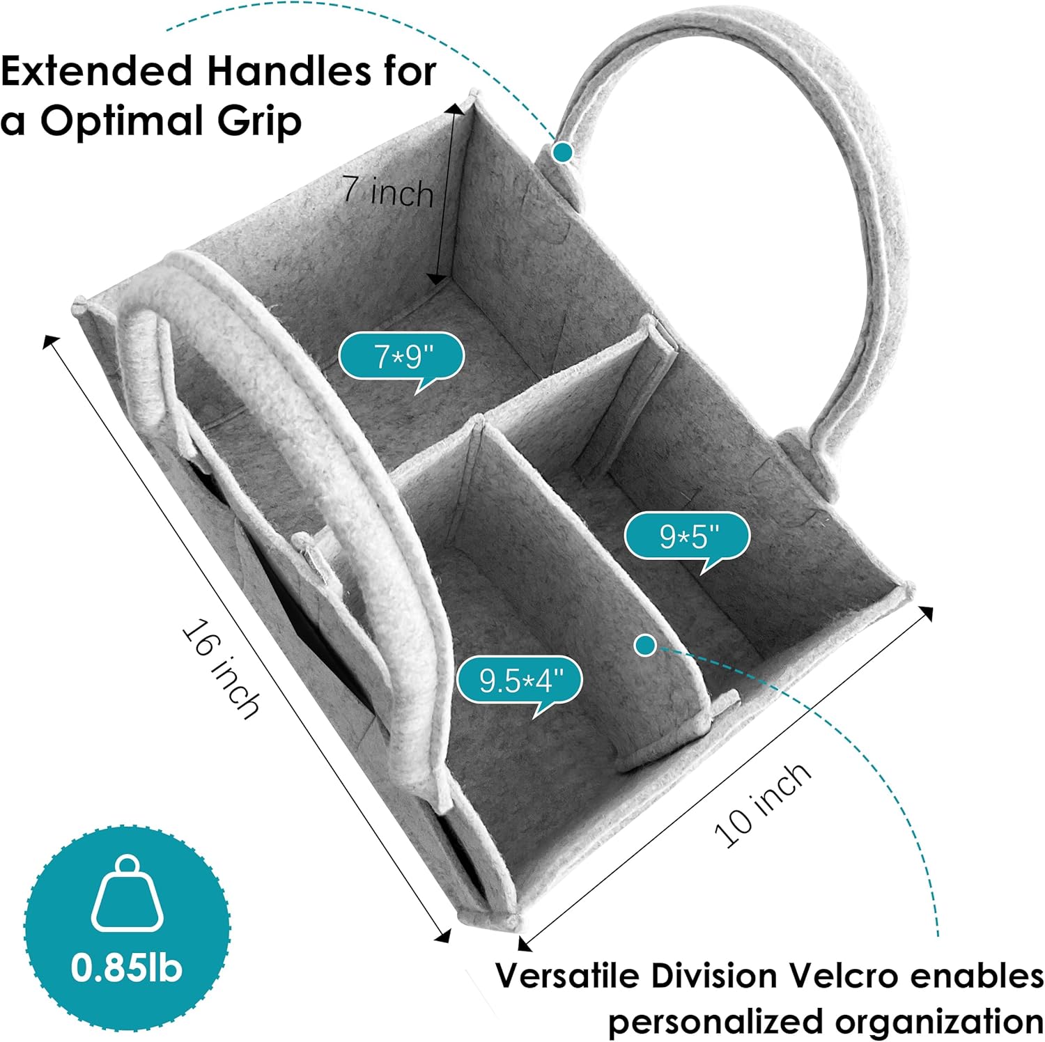 Cute Castle 2 Pack Diaper Caddy Organizer - Portable Grey Large