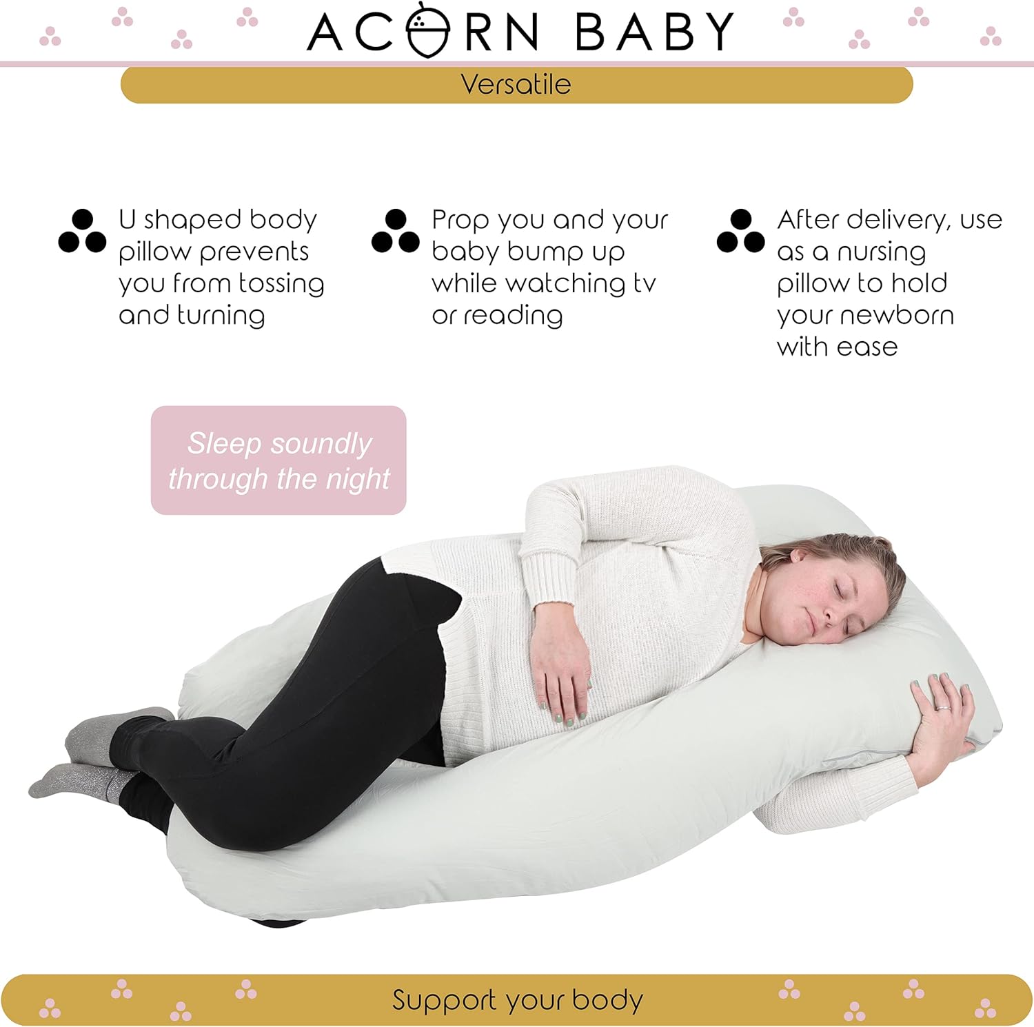 Acorn Baby Full Body Pillow - Light Gray 55x31in