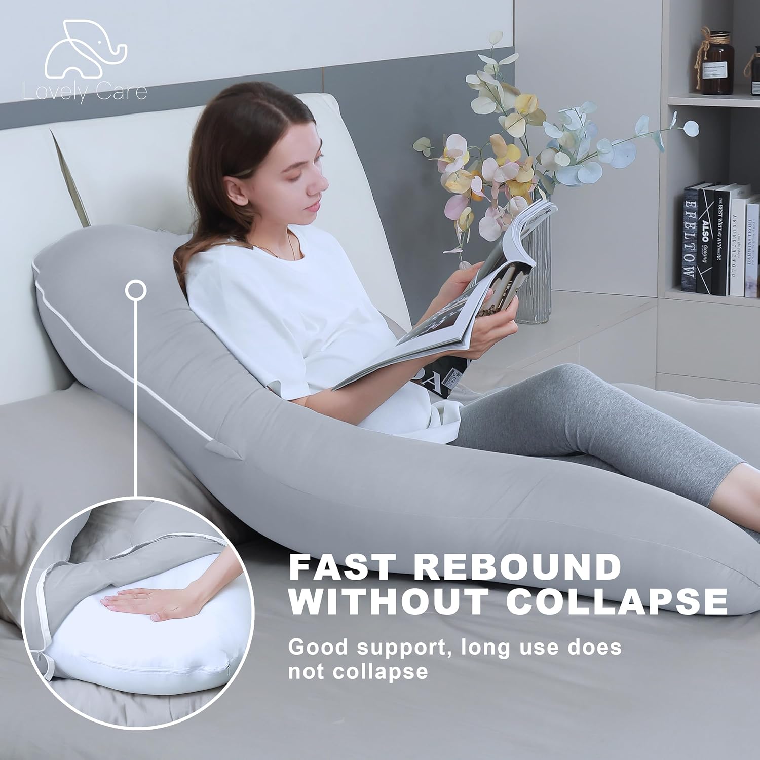 Lovely Care Pregnancy Pillow with Cooling Cover