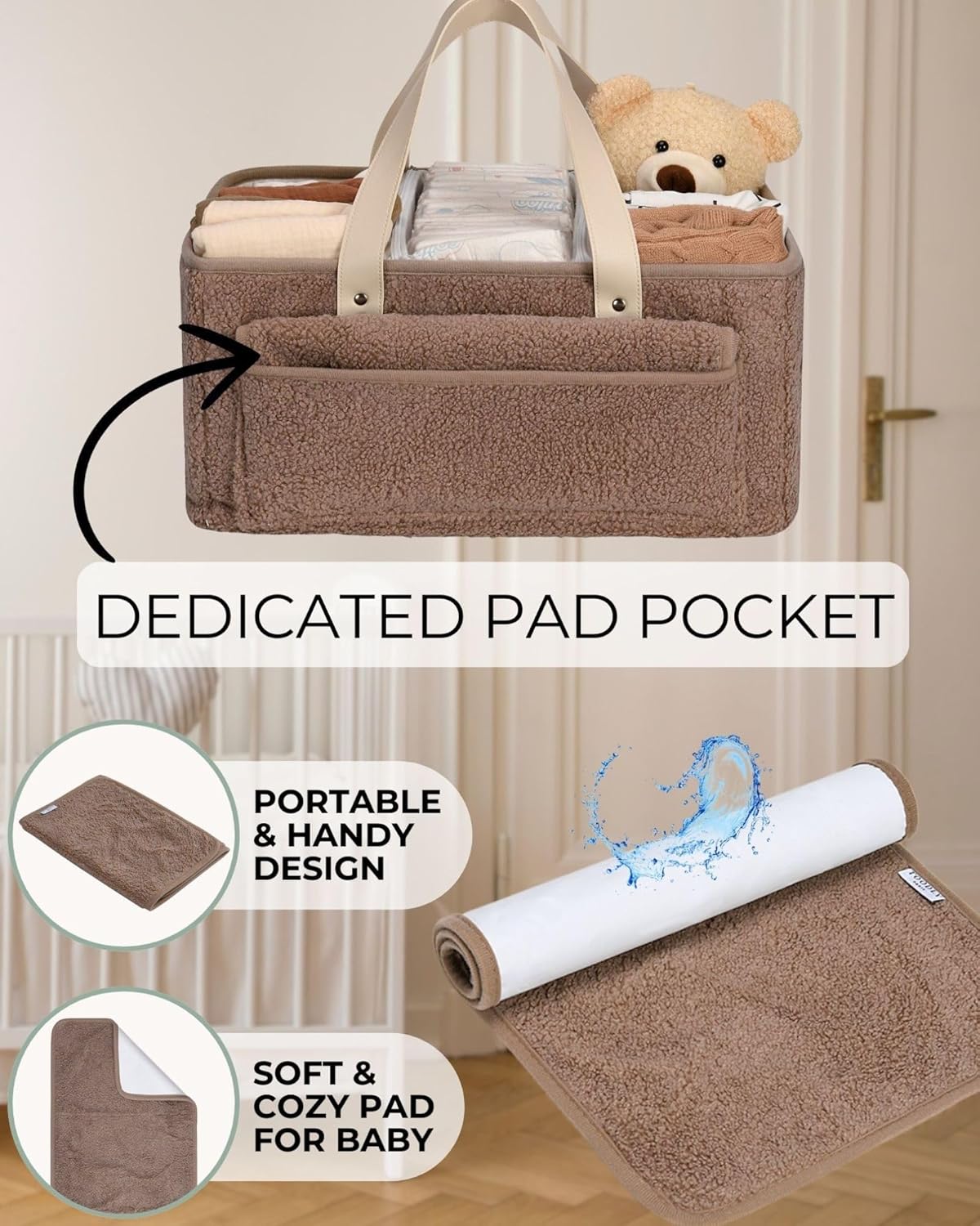 Toodly Baby Diaper Caddy with Changing Mat Organizer