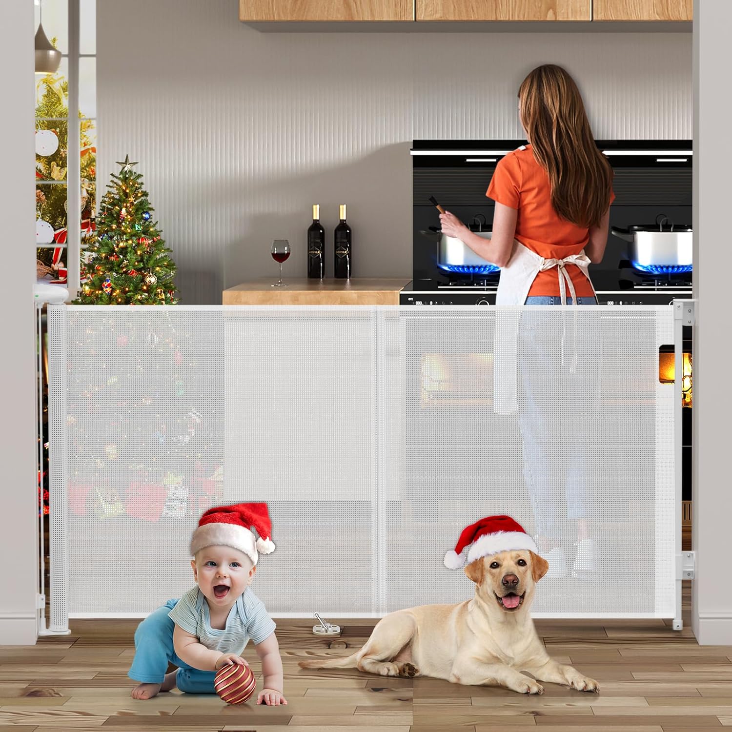 Uamector 138 Inch Extra Wide Retractable Baby Gate