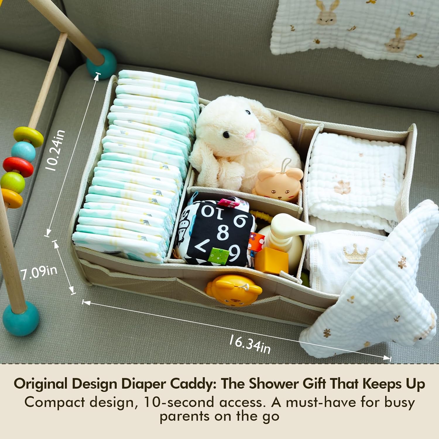 BOPHILI Diaper Caddy Organizer 2 Pack - Brown