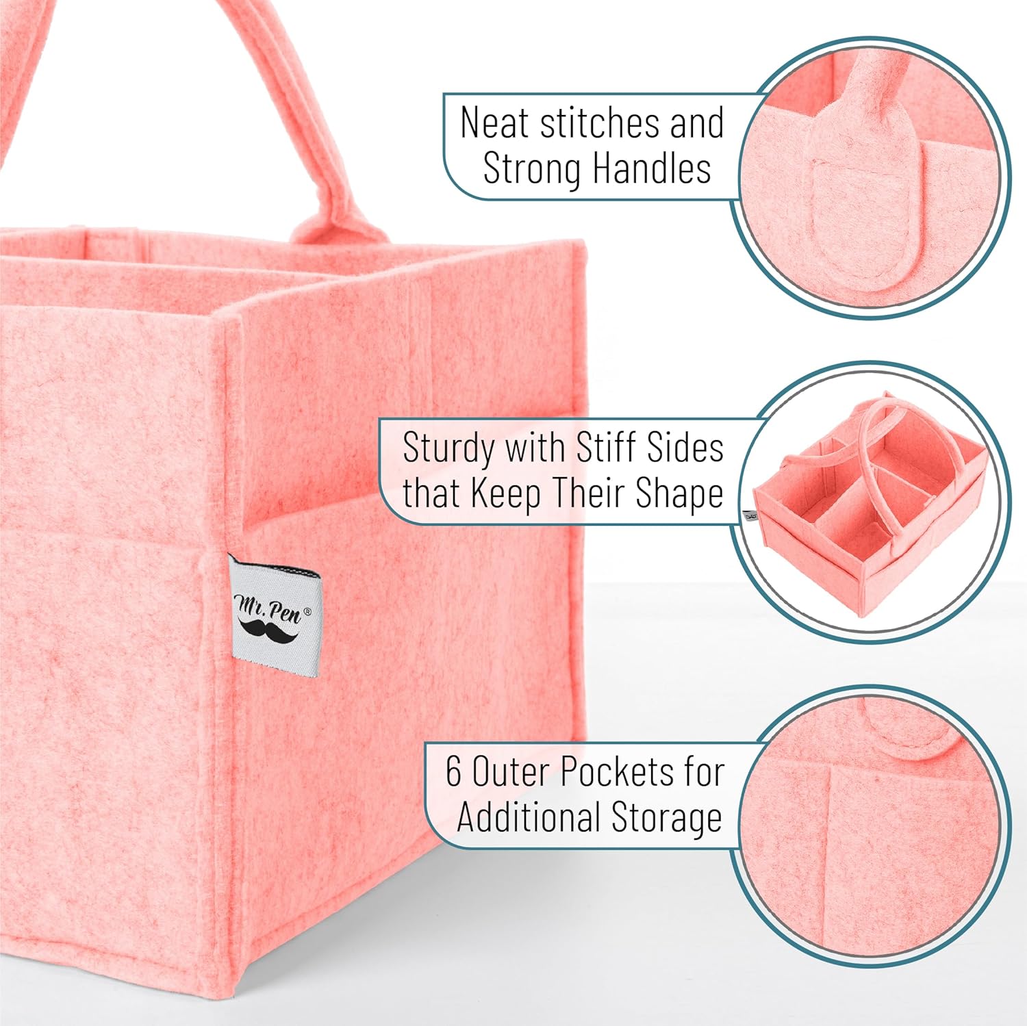 Mr Pen Baby Diaper Caddy Organizer 2 Pack Pink