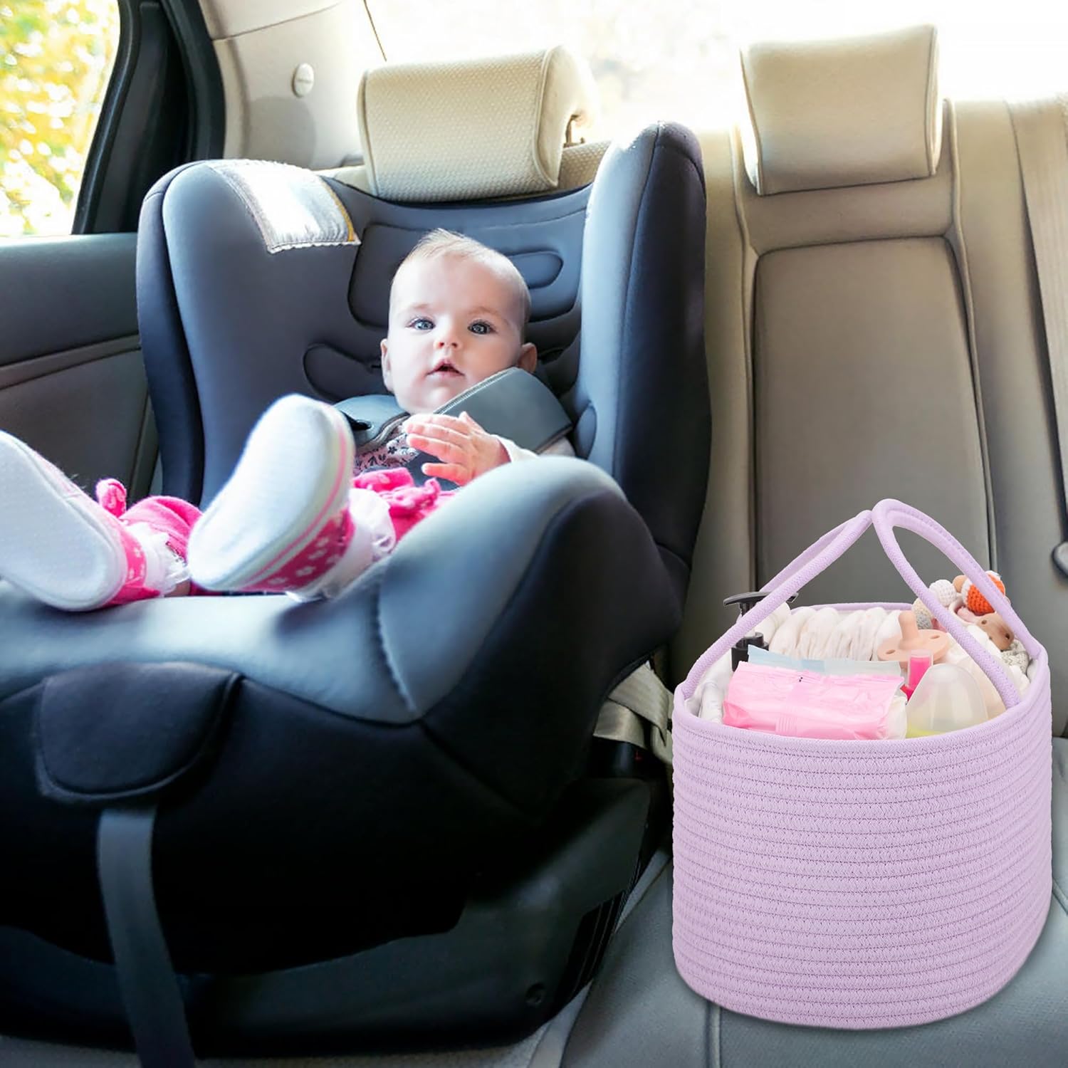 COMSE Large Diaper Caddy Organizer with Dividers