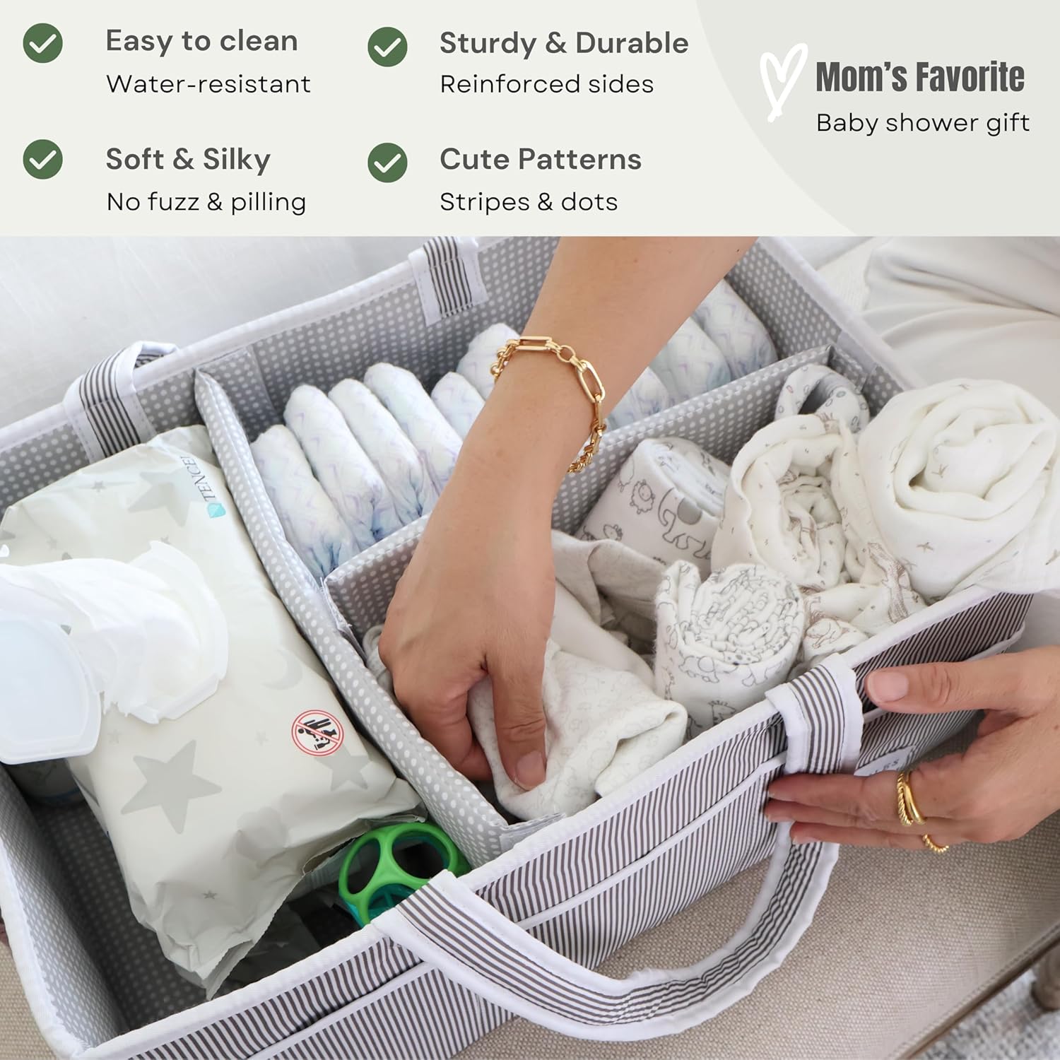 Lily Miles Extra Large Diaper Caddy Organizer - Boys and Girls Gift