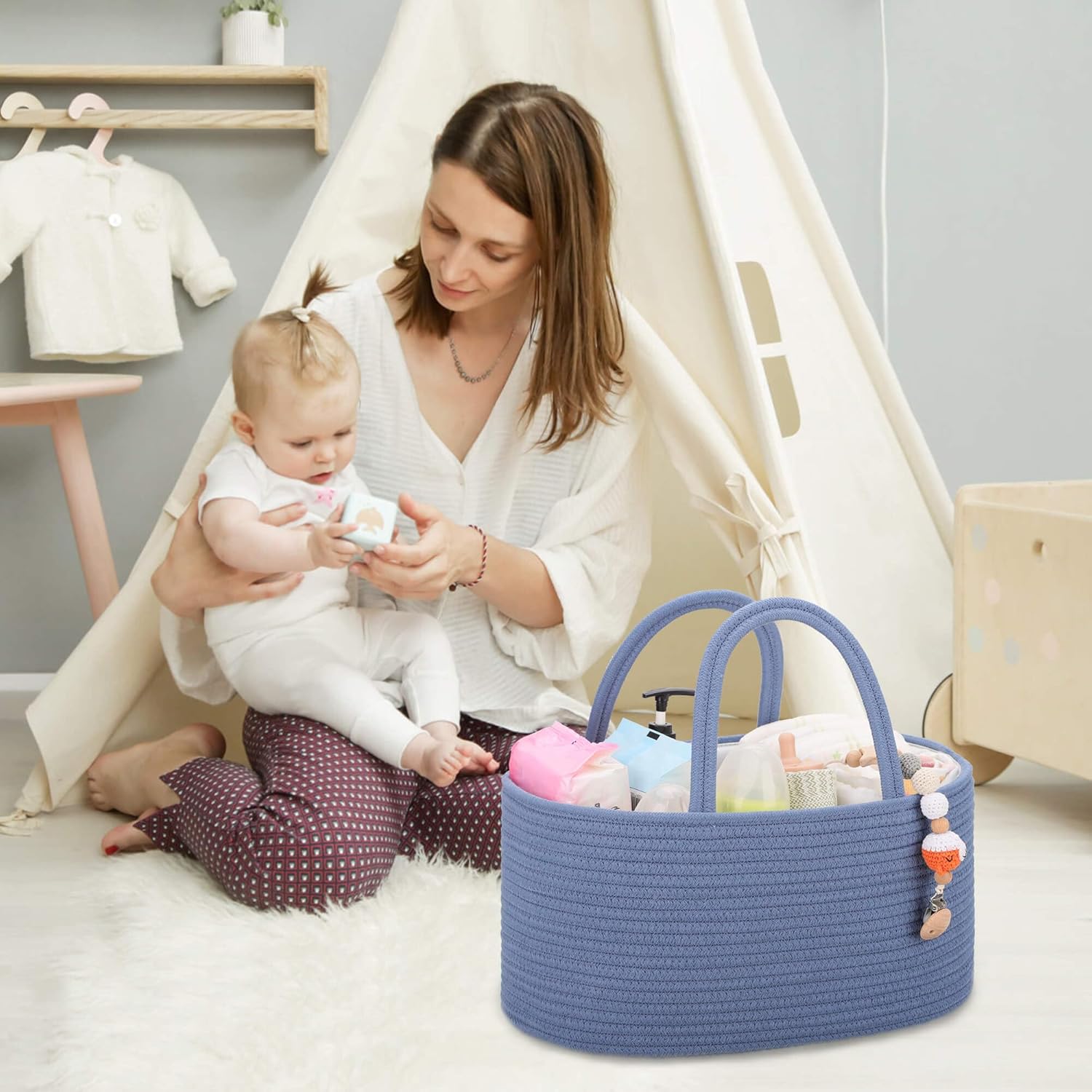 COMSE Large Diaper Caddy Organizer for Baby Essentials