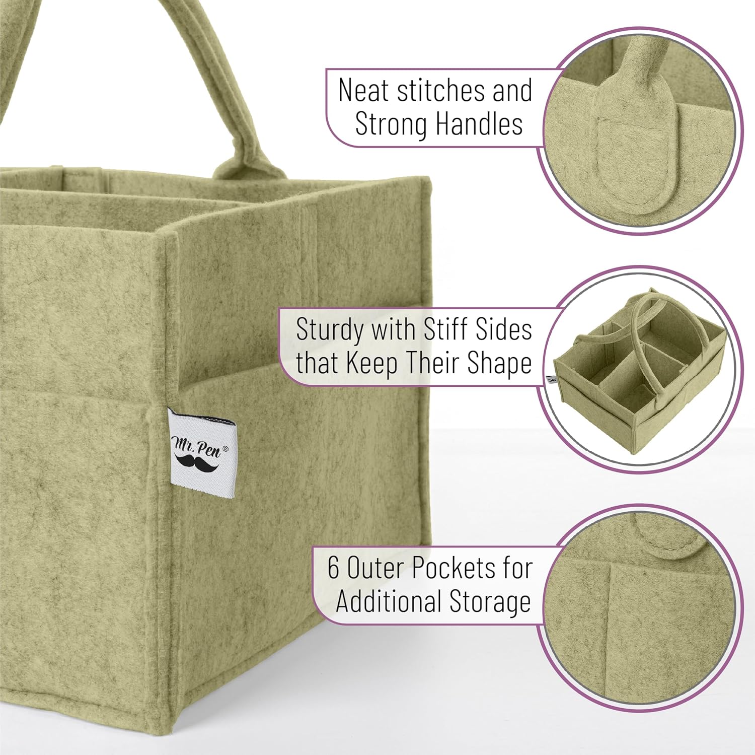 Mr Pen Baby Diaper Caddy Organizer Olive 1