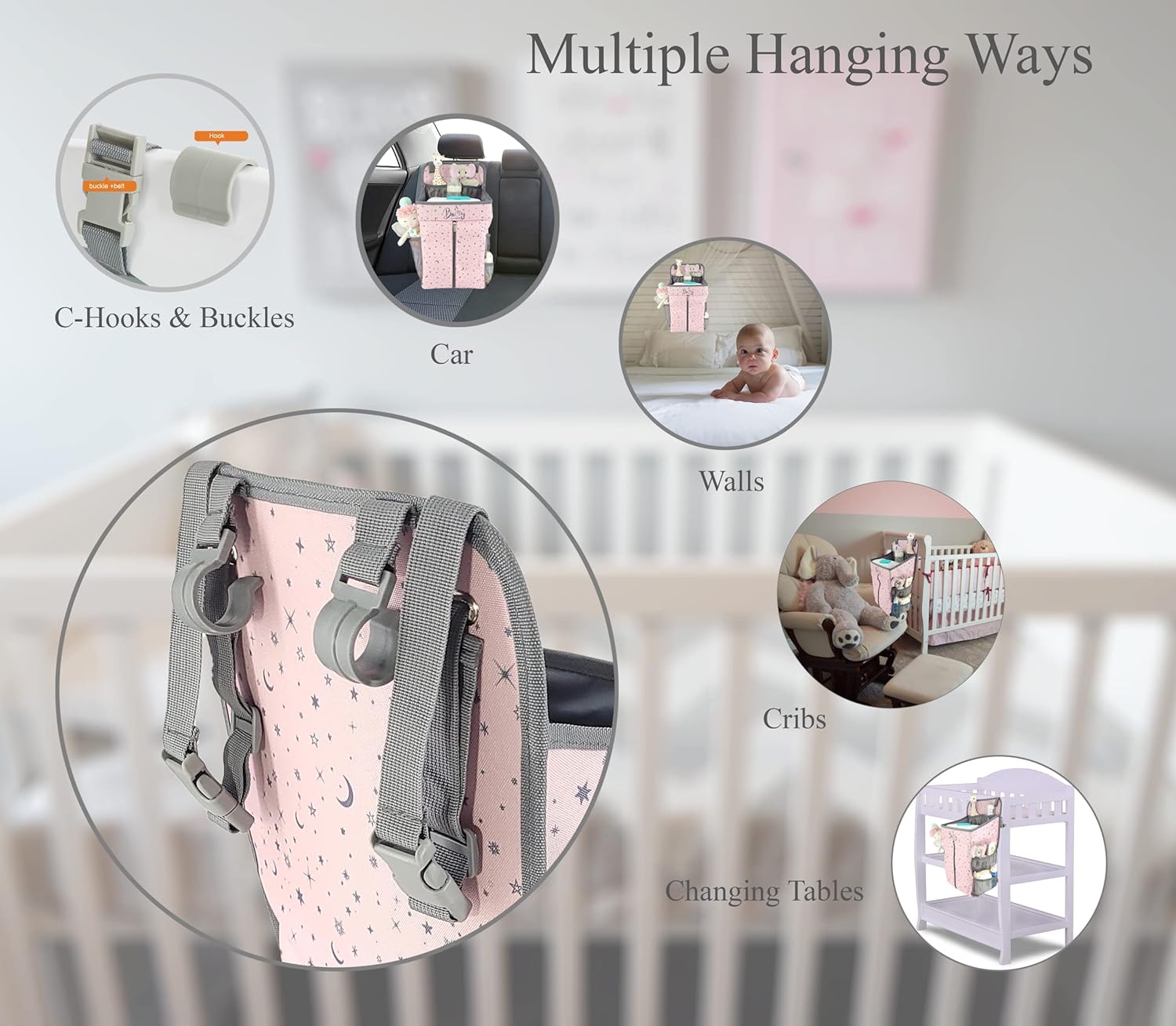Llama Bella Hanging Diaper Caddy - Pink