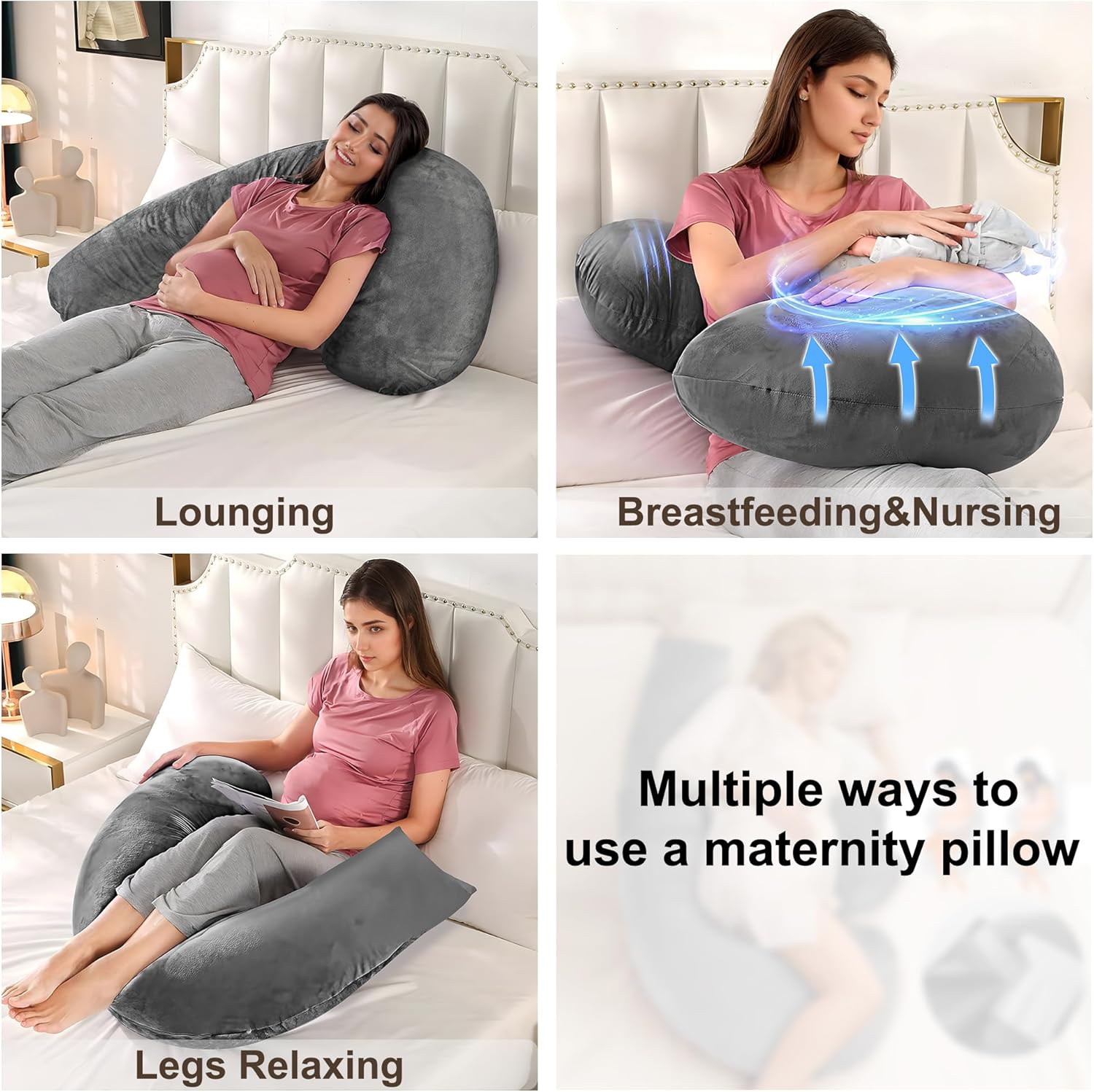 57 Inch J-Shaped Maternity Pillow for Side Sleepers 1