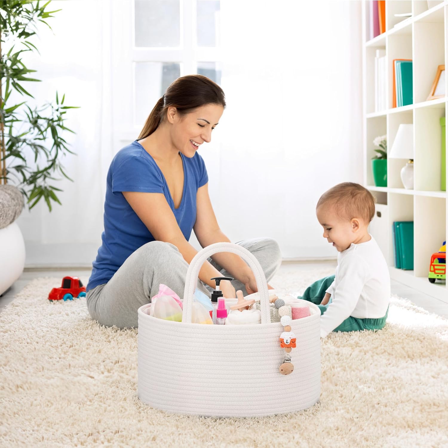 COMSE Large Diaper Caddy Organizer with Removable Dividers 1