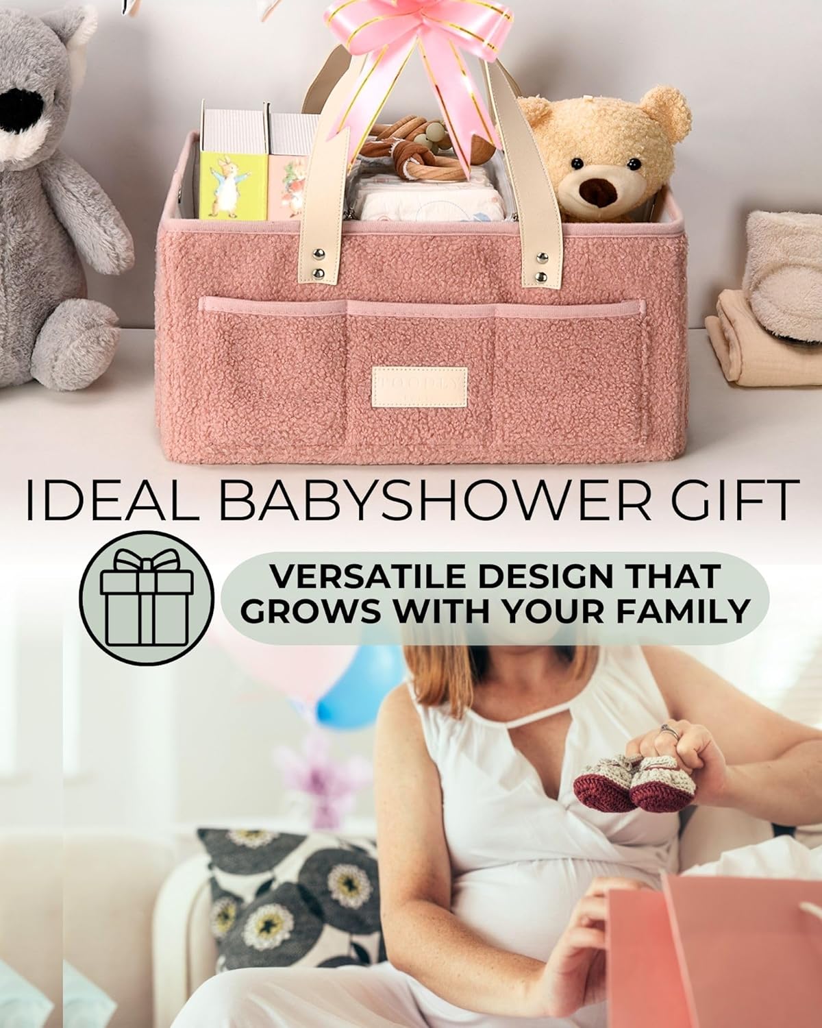 Toodly Baby Diaper Caddy Organizer with Changing Mat