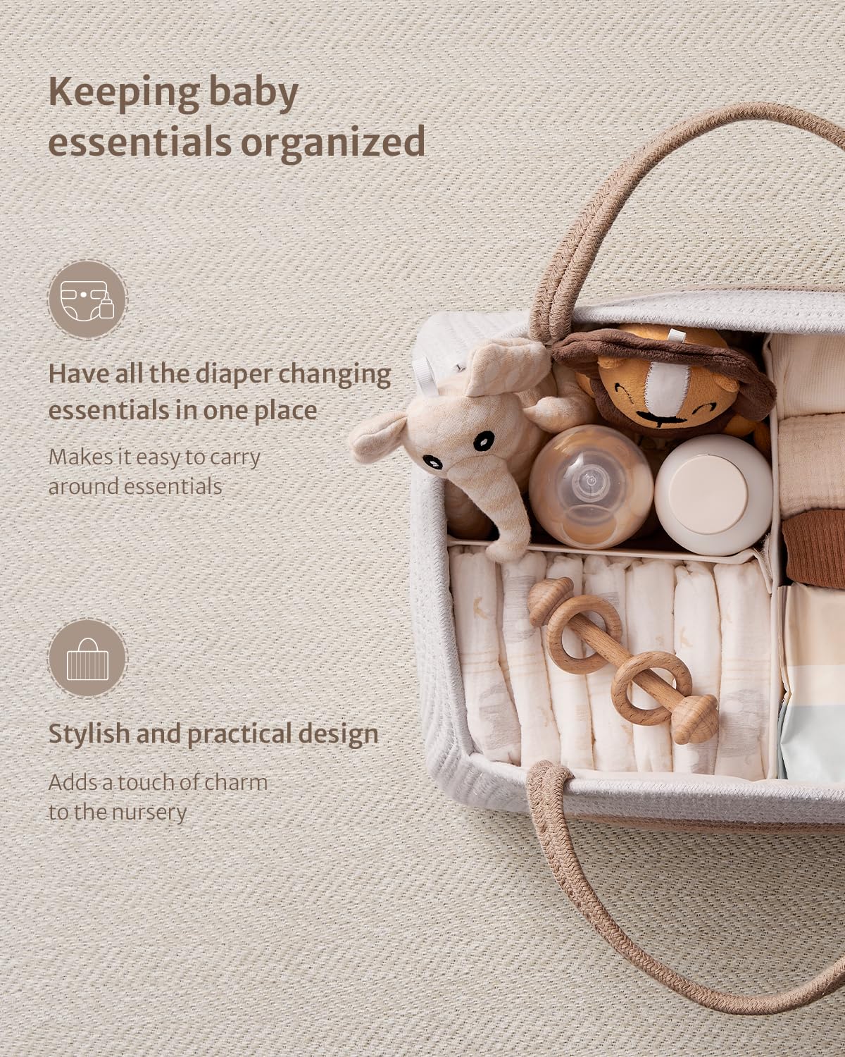 Blissful Diary Vegan Leather Changing Pad and Diaper Caddy Organizer Bundle