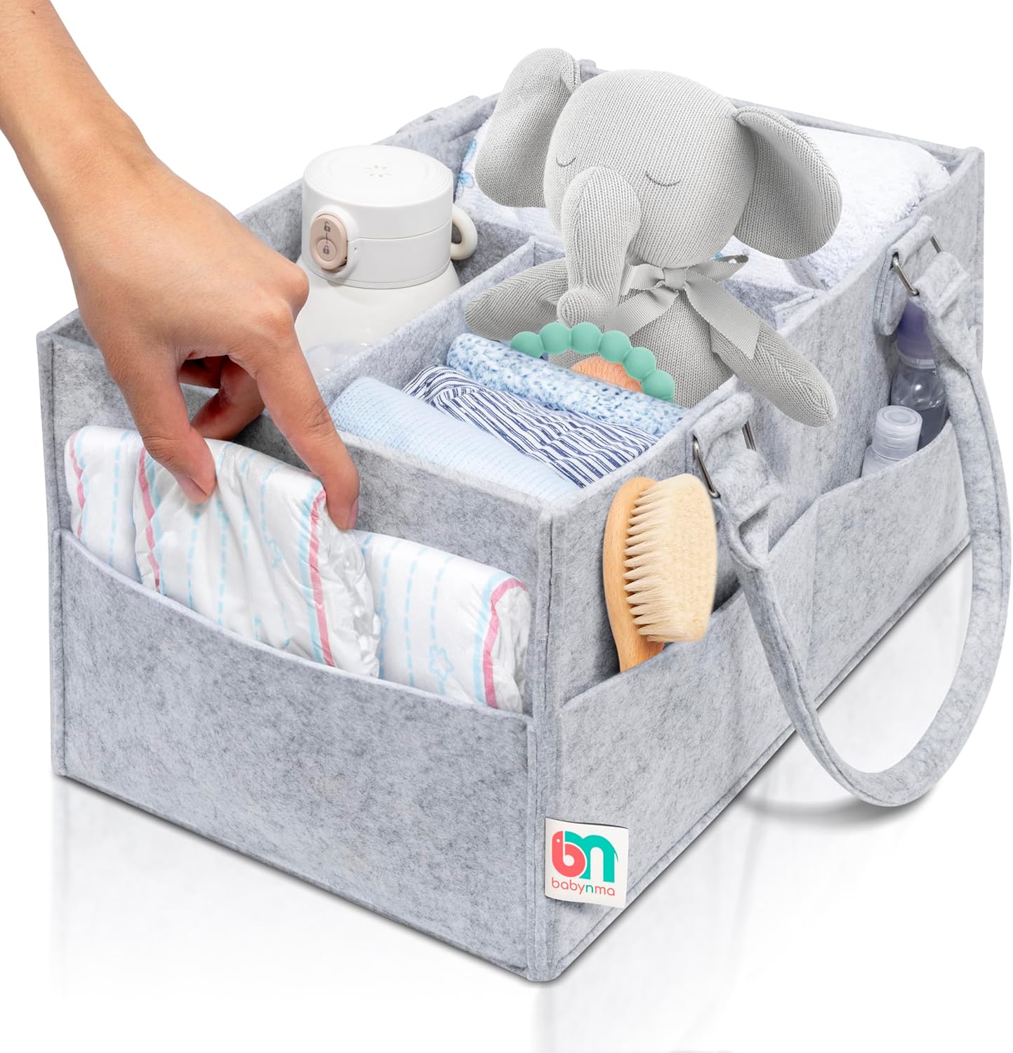 Babynma Felt Diaper Caddy - Extra Large Storage for Baby Toddler Supplies
