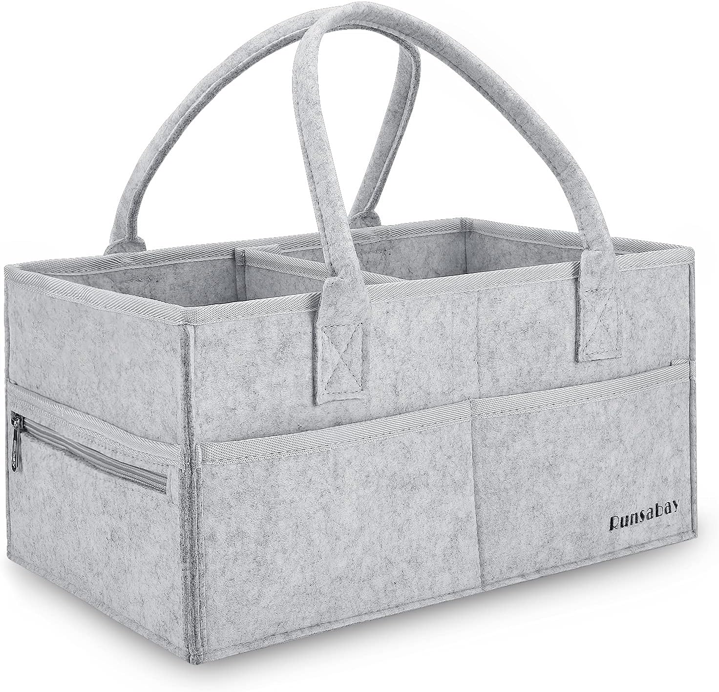 Runsabay Grey Large Diaper Caddy Organizer for Baby