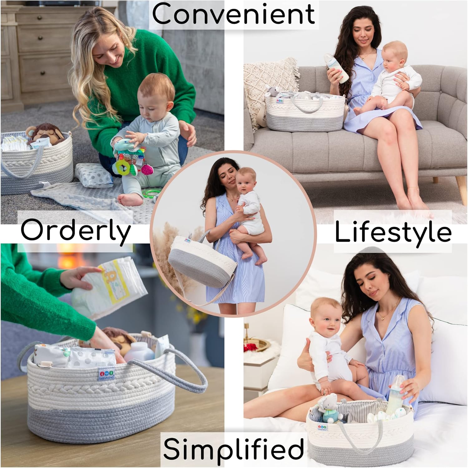 Extra Large Baby Diaper Caddy - Portable Cotton Nursery Basket