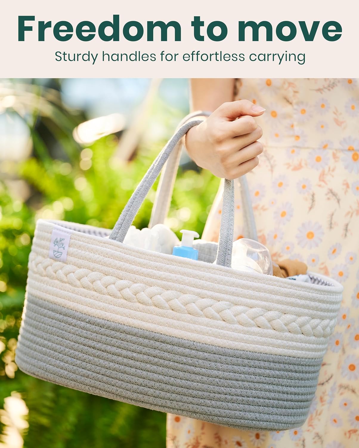 PILPOC Grey Diaper Caddy Organizer for Baby Boy or Girl