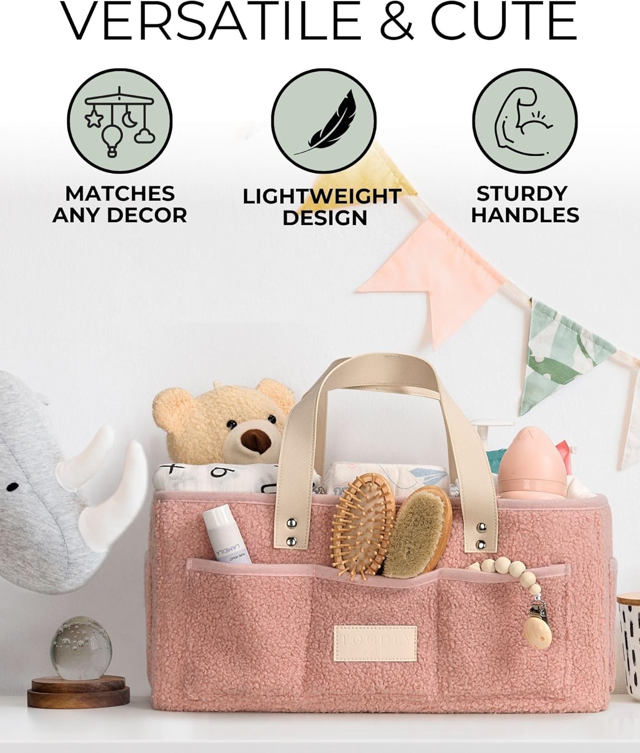 Toodly Baby Diaper Caddy Organizer with Changing Mat