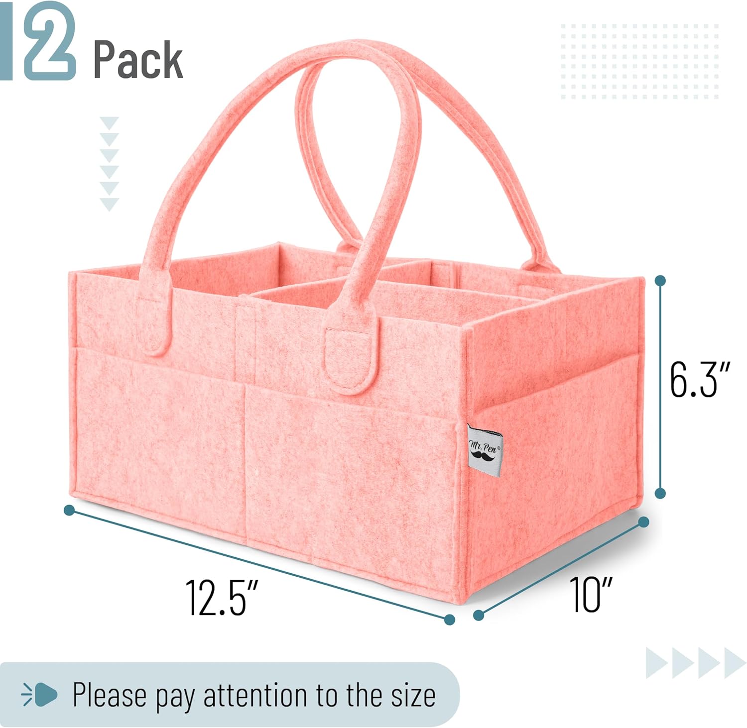 Mr Pen Baby Diaper Caddy Organizer 2 Pack Pink
