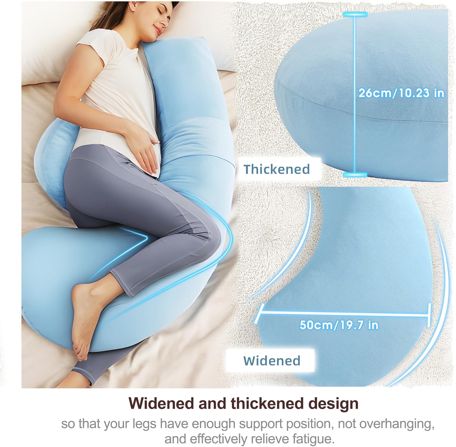57 Inch J-Shaped Maternity Pillow with Removable Cover 1