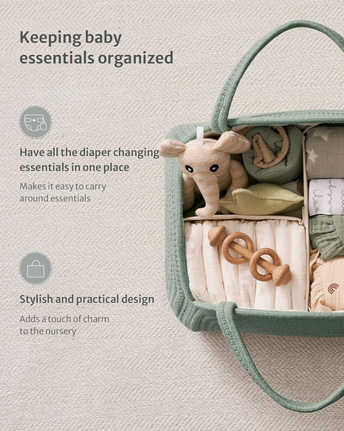 Blissful Diary Baby Diaper Caddy Organizer Basket