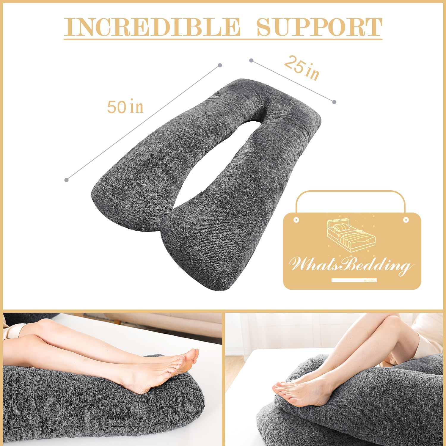 WhatsBedding U-Shaped Pregnancy Pillow for Comfort and Support