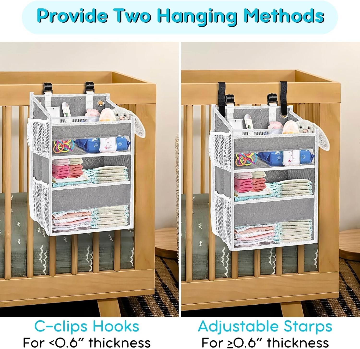 Ofiray-home Hanging Diaper Caddy with Mesh Pockets