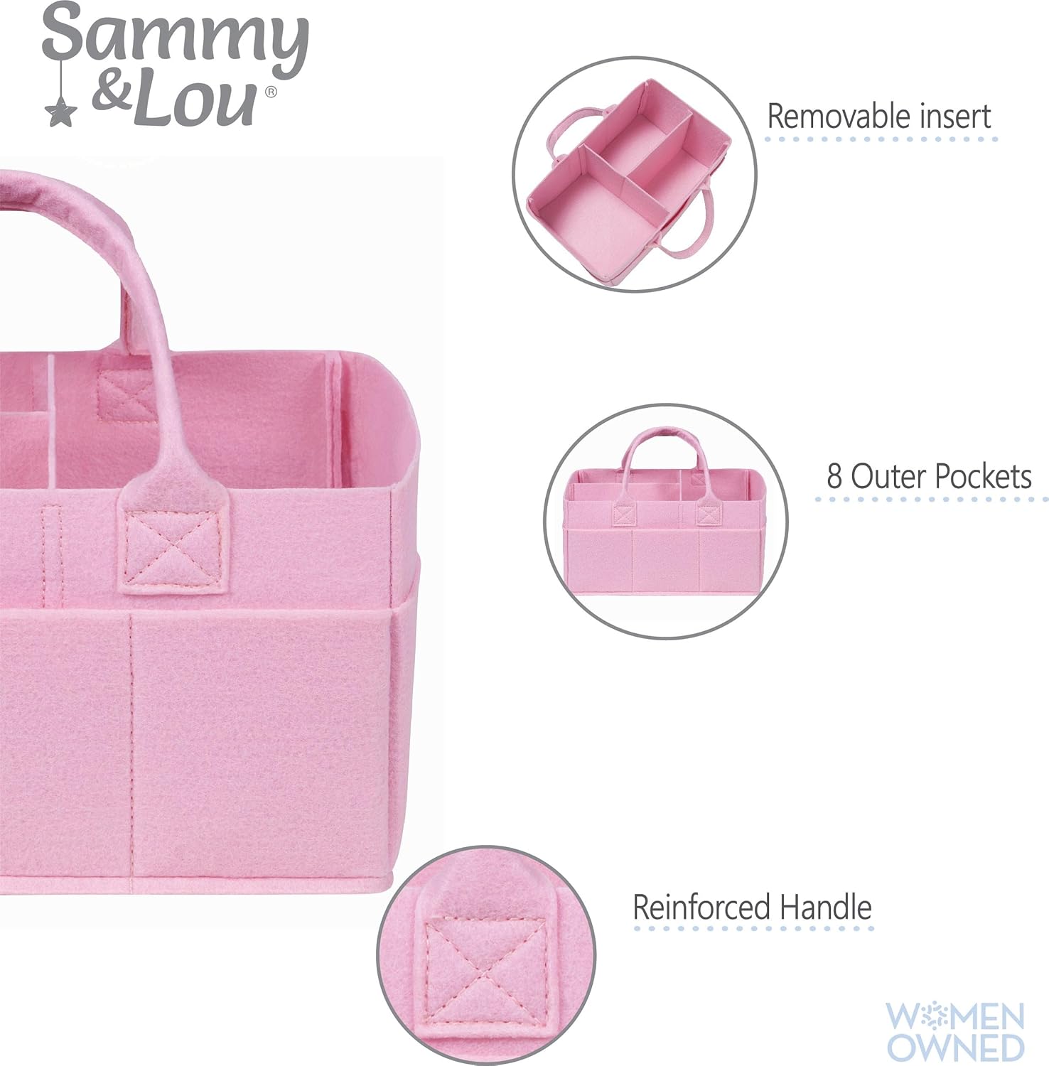 Sammy Lou Pink Diaper Caddy Organizer