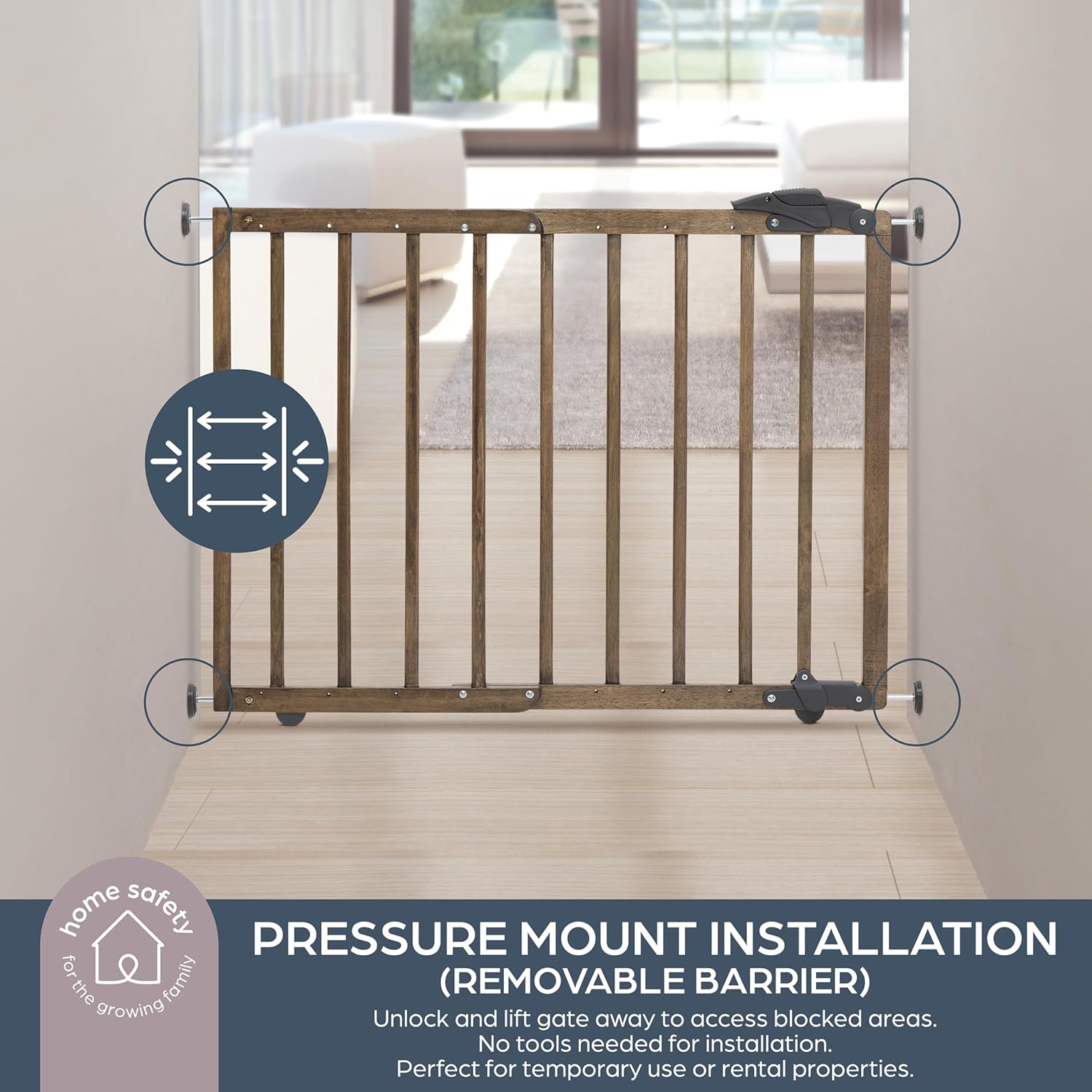 Dreambaby Nottingham Wooden Baby Gate for Stairs and Doorways
