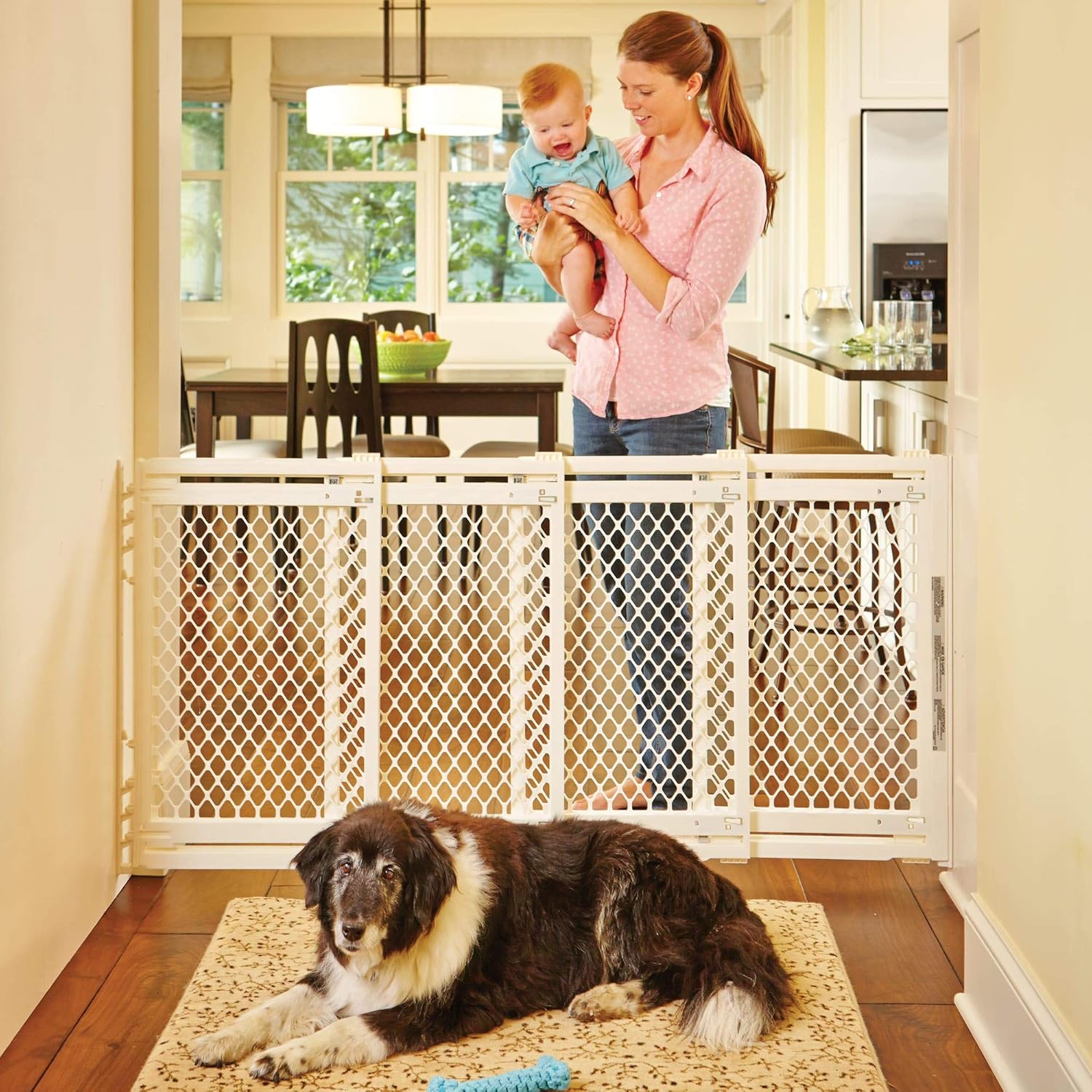 MYPET Extra Wide Door Pet Gate - 31 Tall Hardware Mount Ivory