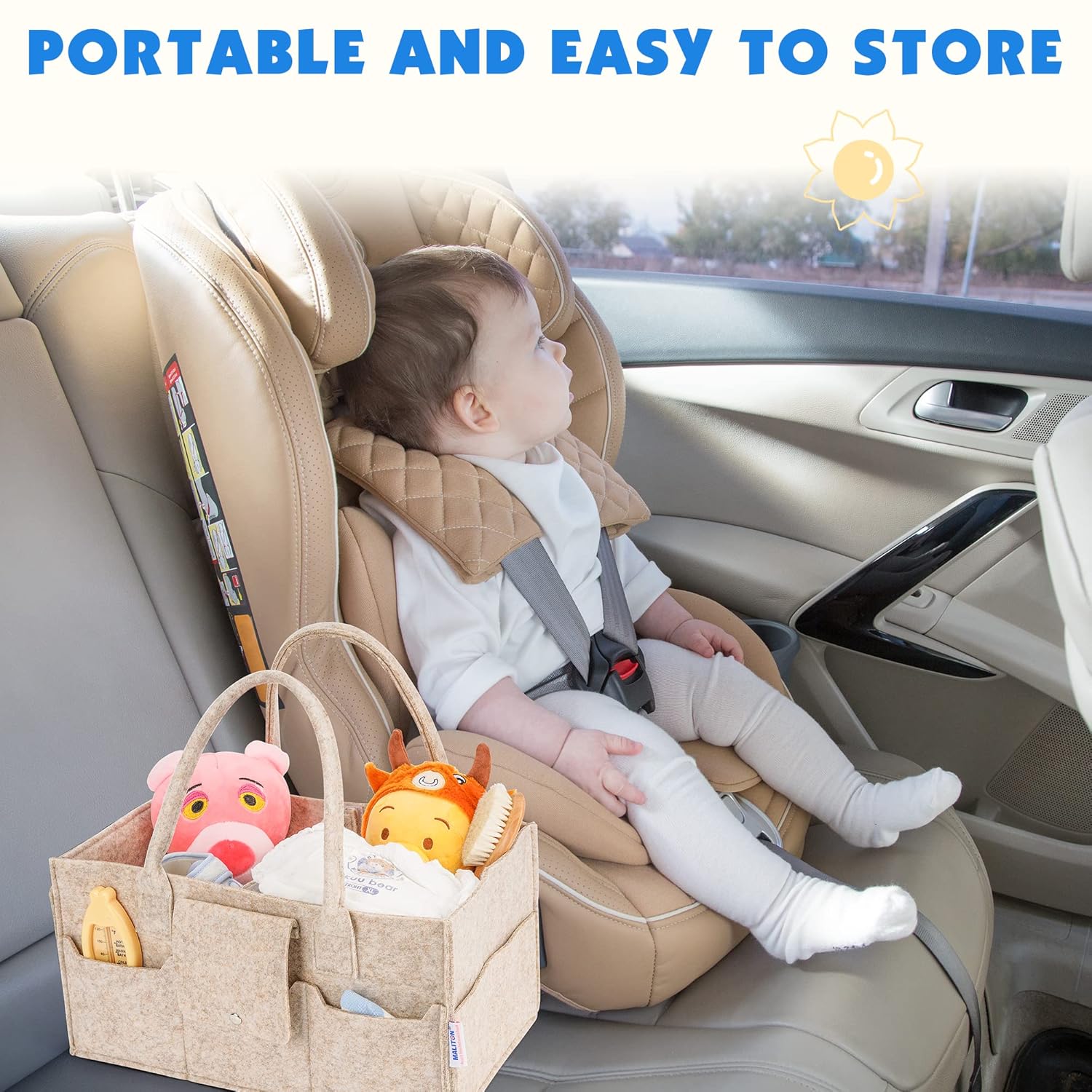 Maliton Baby Diaper Caddy Organizer with Handles and Lid