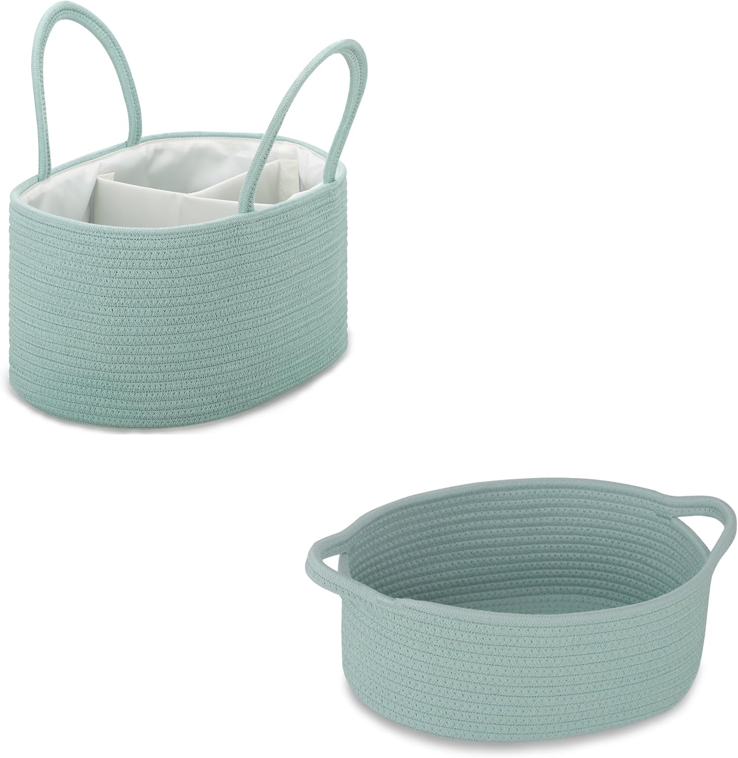 COMSE Large Diaper Caddy with Woven Basket and Gift Bag
