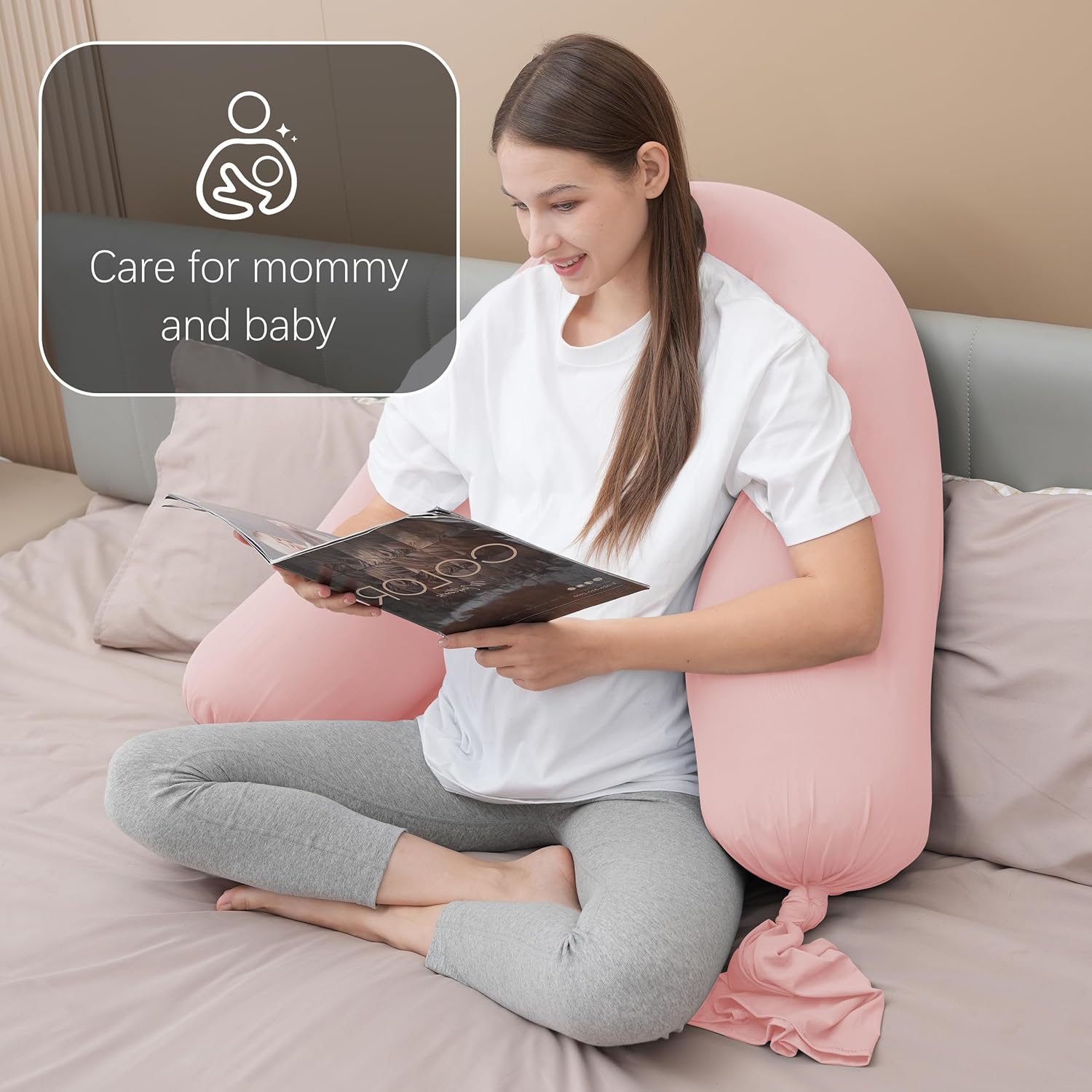 MOON PARK Pregnancy Pillow with Soft Cooling Cover