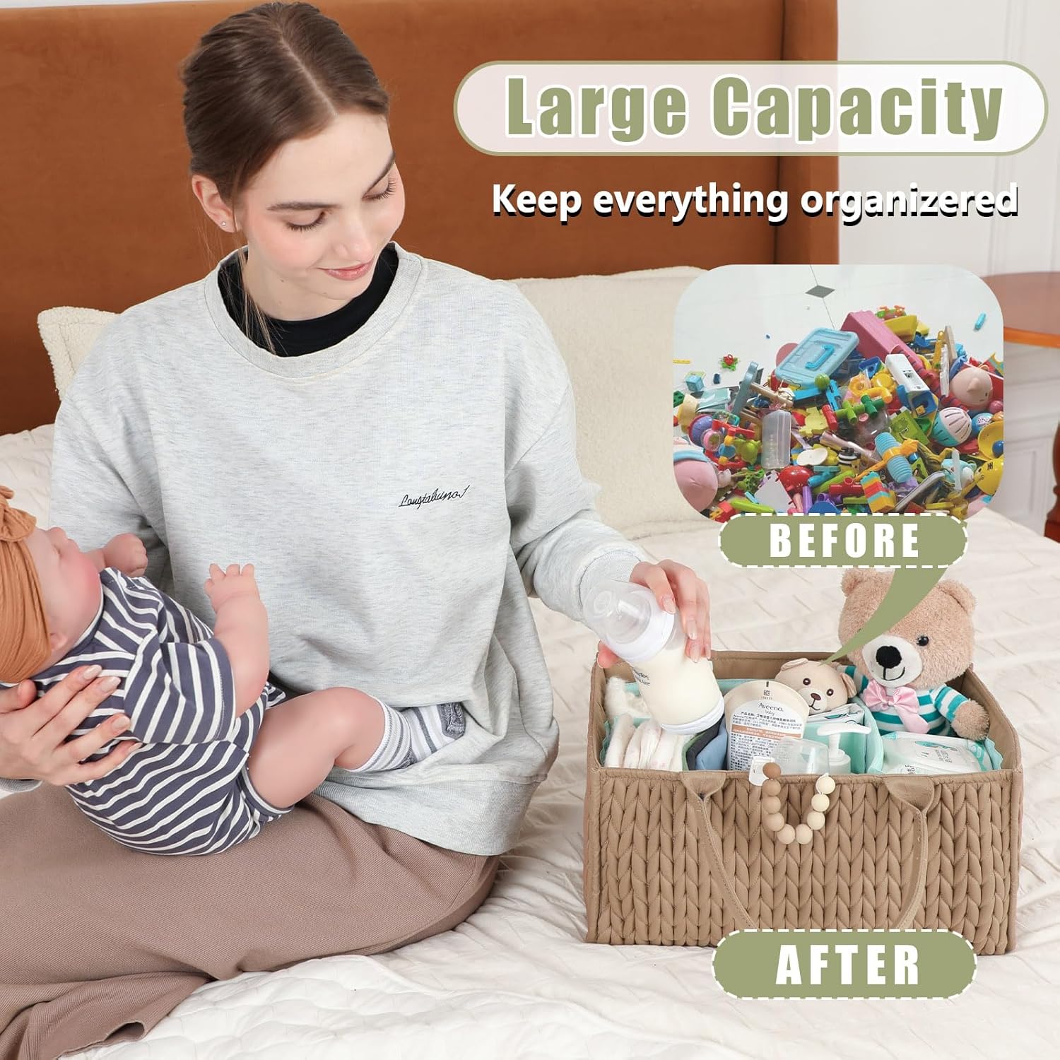 MOMINSIDE Diaper Caddy Organizer - Brown