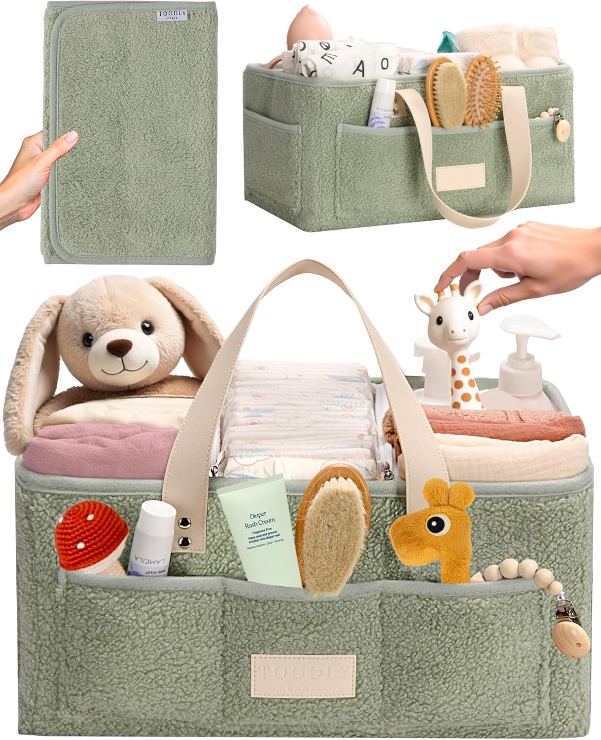 Toodly Baby Diaper Caddy Organizer with Changing Mat 1