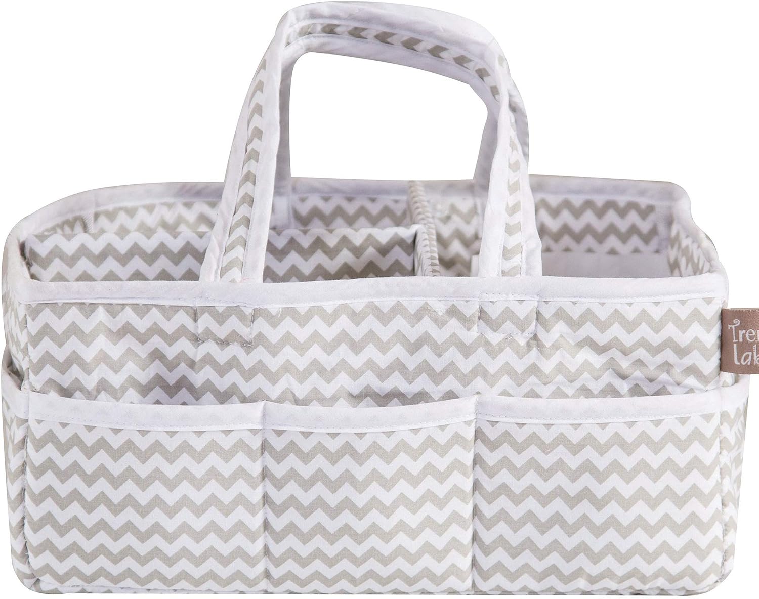 Dove Gray Chevron Storage Caddy Organizer - 12x6x8 inches
