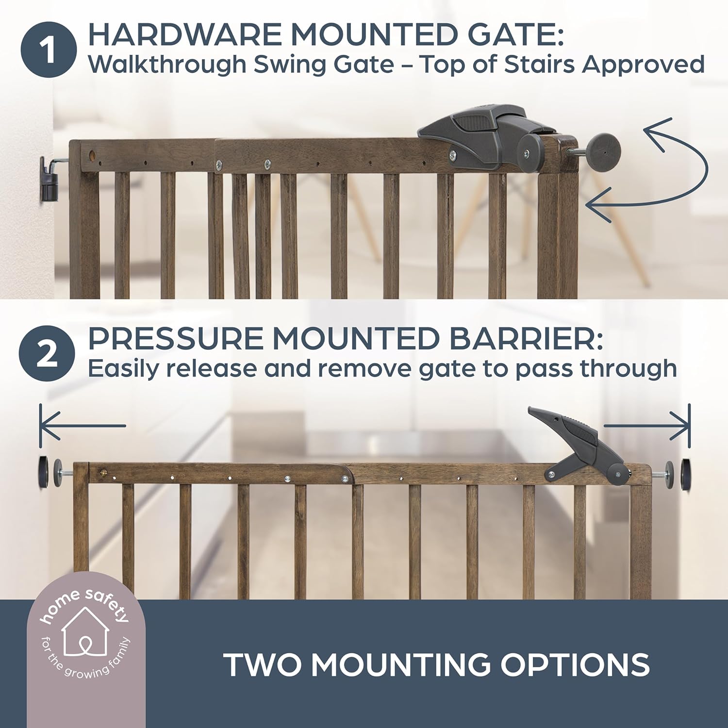Dreambaby Nottingham Wooden Baby Gate for Stairs and Doorways