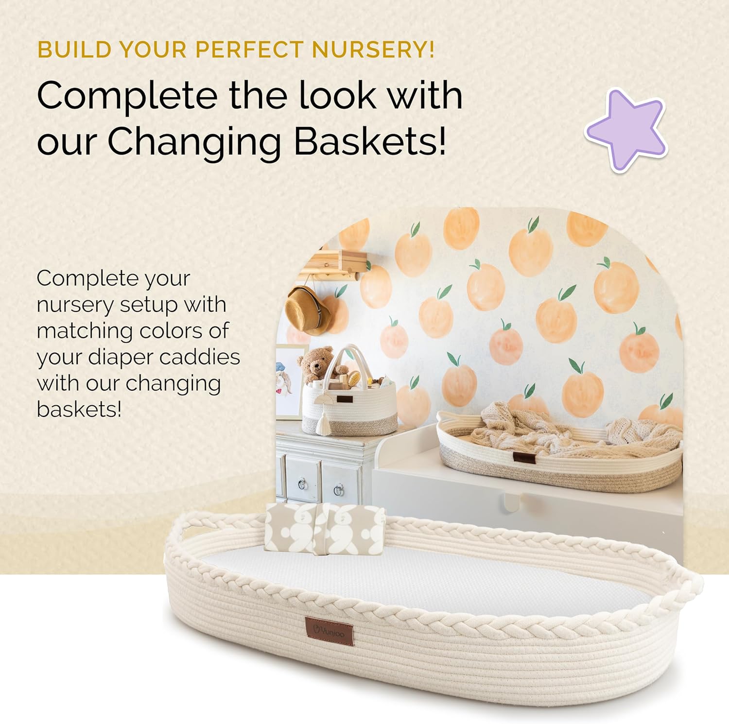Yunioo Diaper Caddy Organizer Boho Style White 1