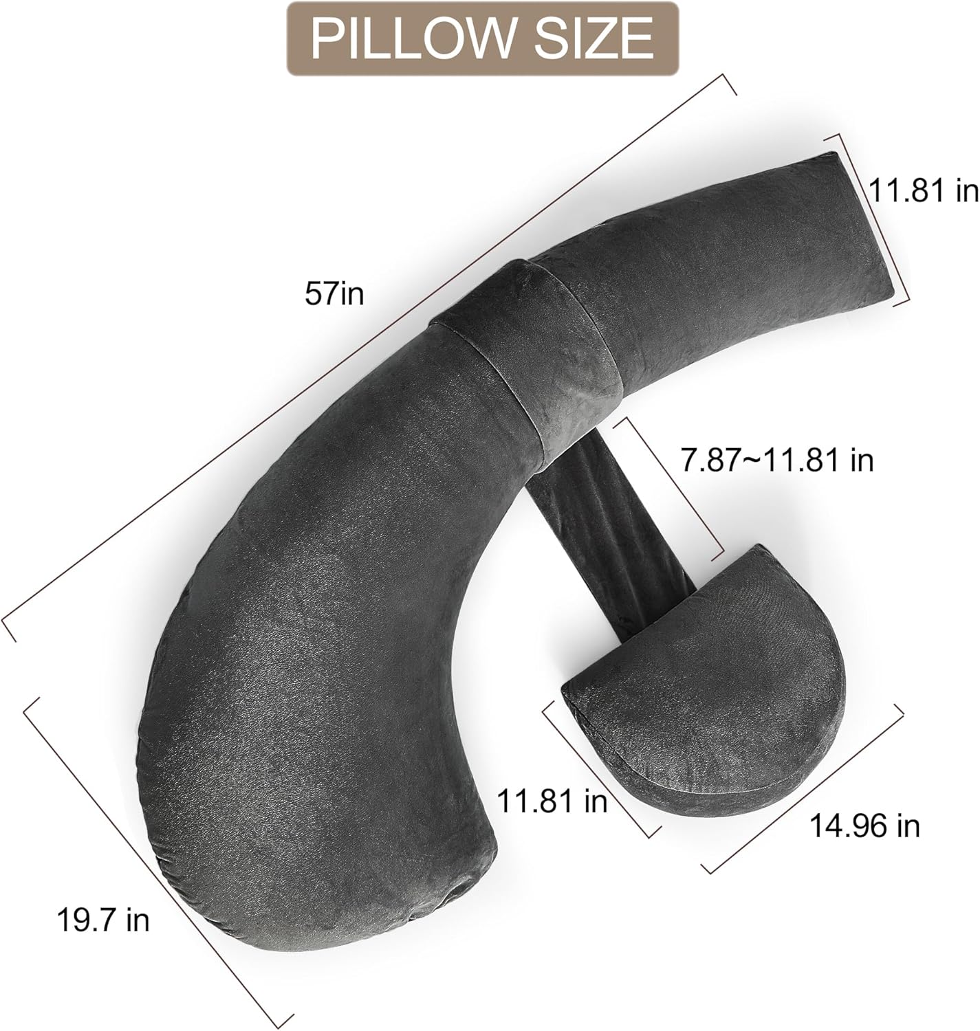 57 Inch J-Shaped Maternity Pillow for Side Sleepers 1