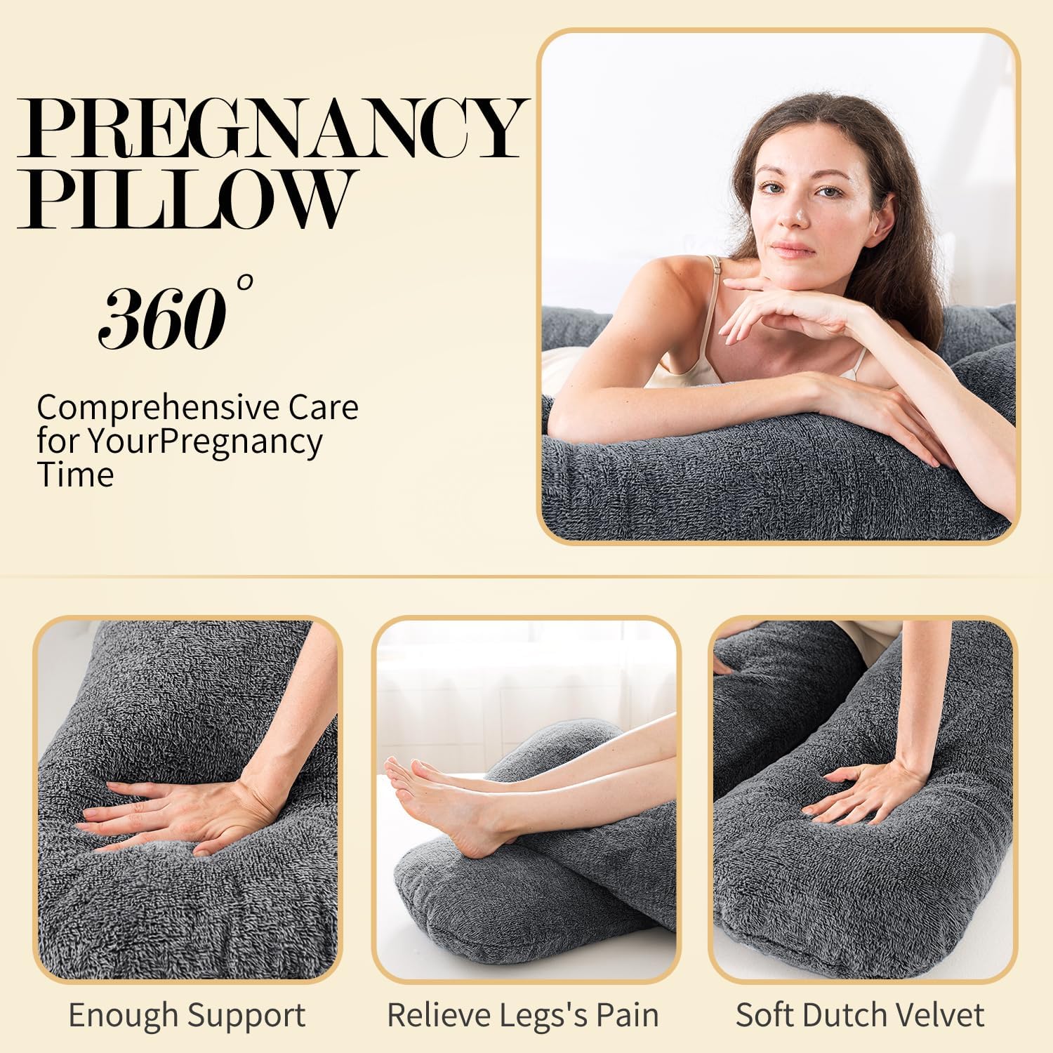 WhatsBedding U-Shaped Pregnancy Pillow for Comfort and Support