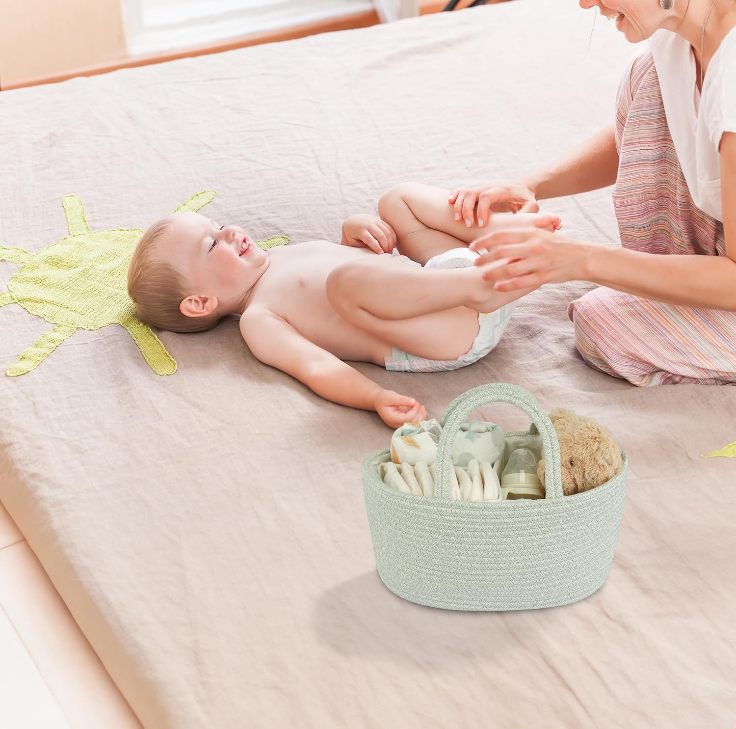 JUNBOLE Diaper Caddy Organizer Portable Tote Bag