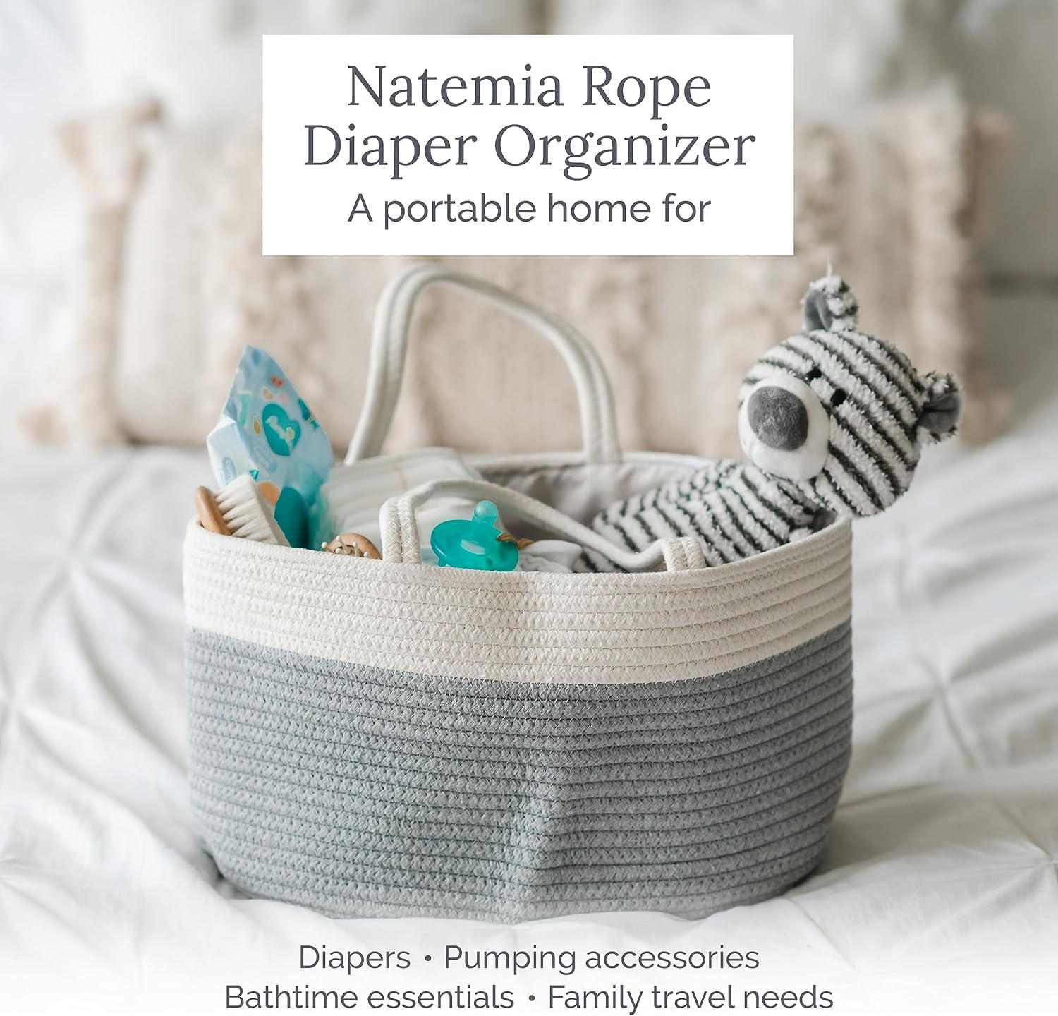 Natemia Premium Diaper Caddy Organizer Lily Pad