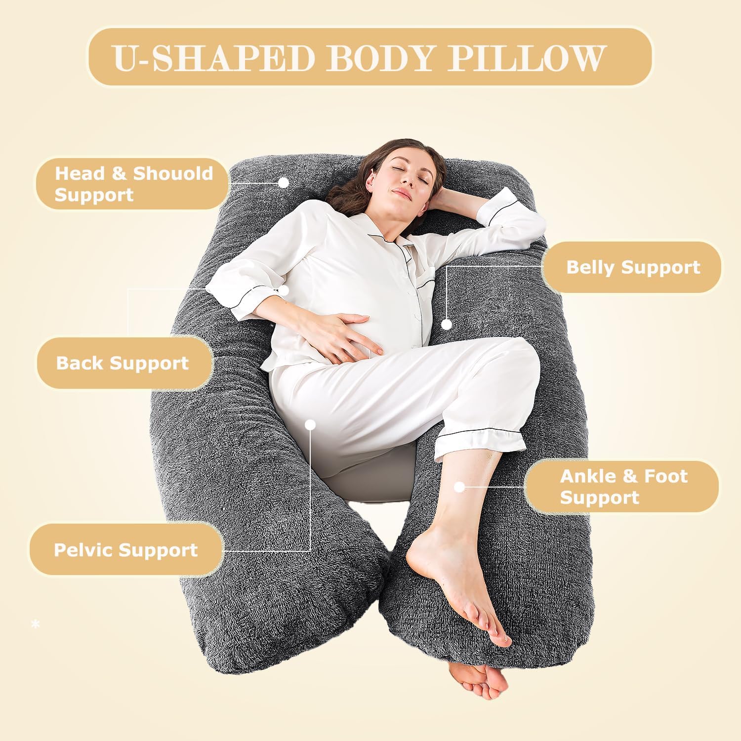 WhatsBedding U-Shaped Pregnancy Pillow for Comfort and Support