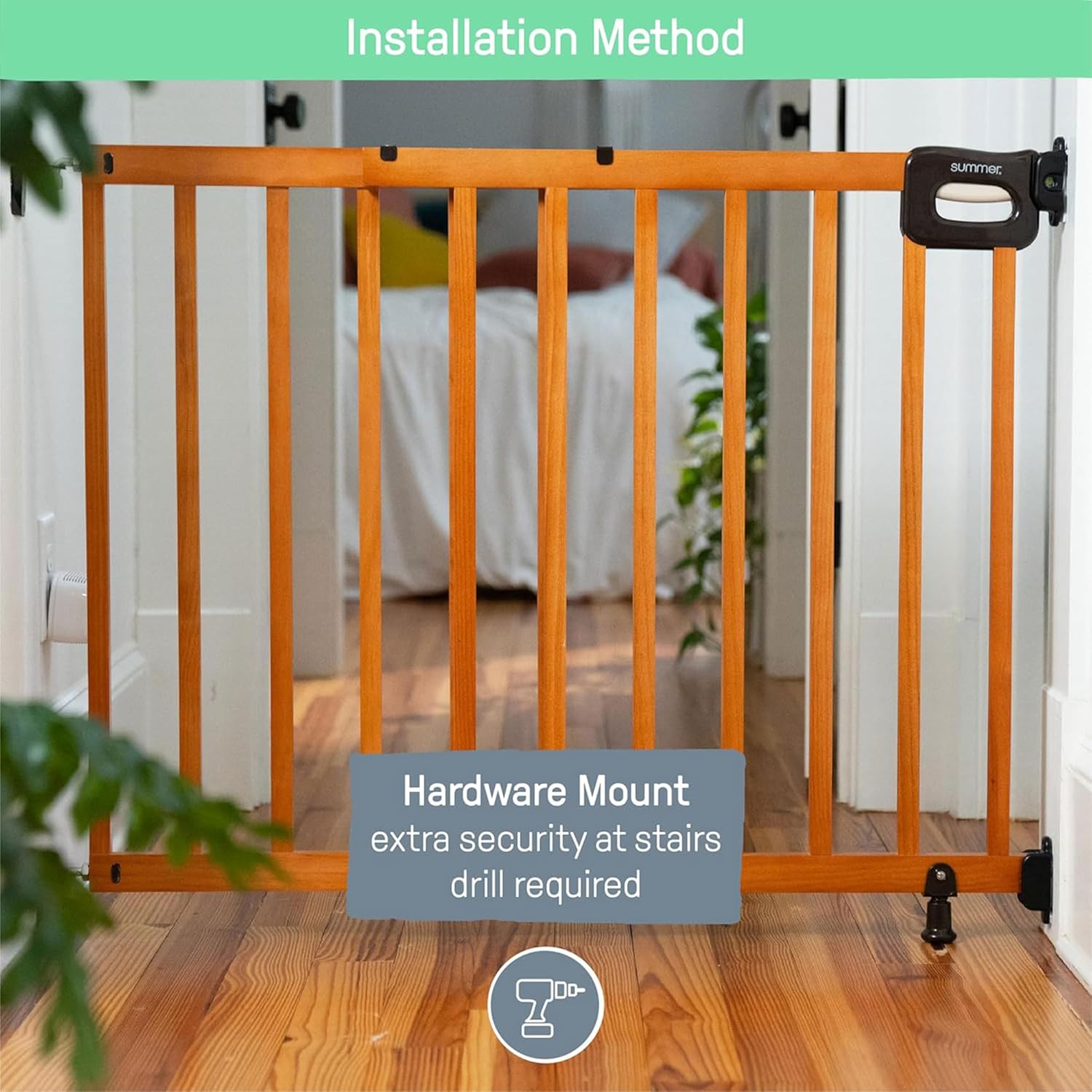 Summer Wood Banister and Baby Gate with Auto Close 30-48 Wide
